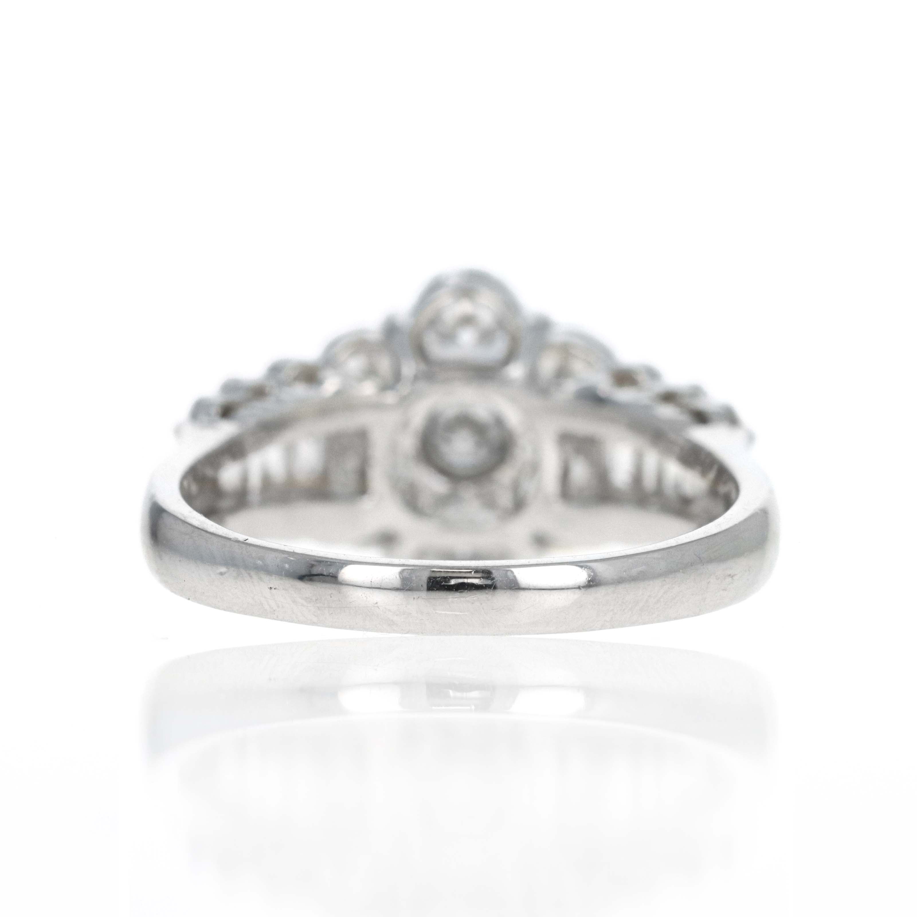 Platinum 3 Carat Round Diamond Cluster Flower Ring - Queen May
