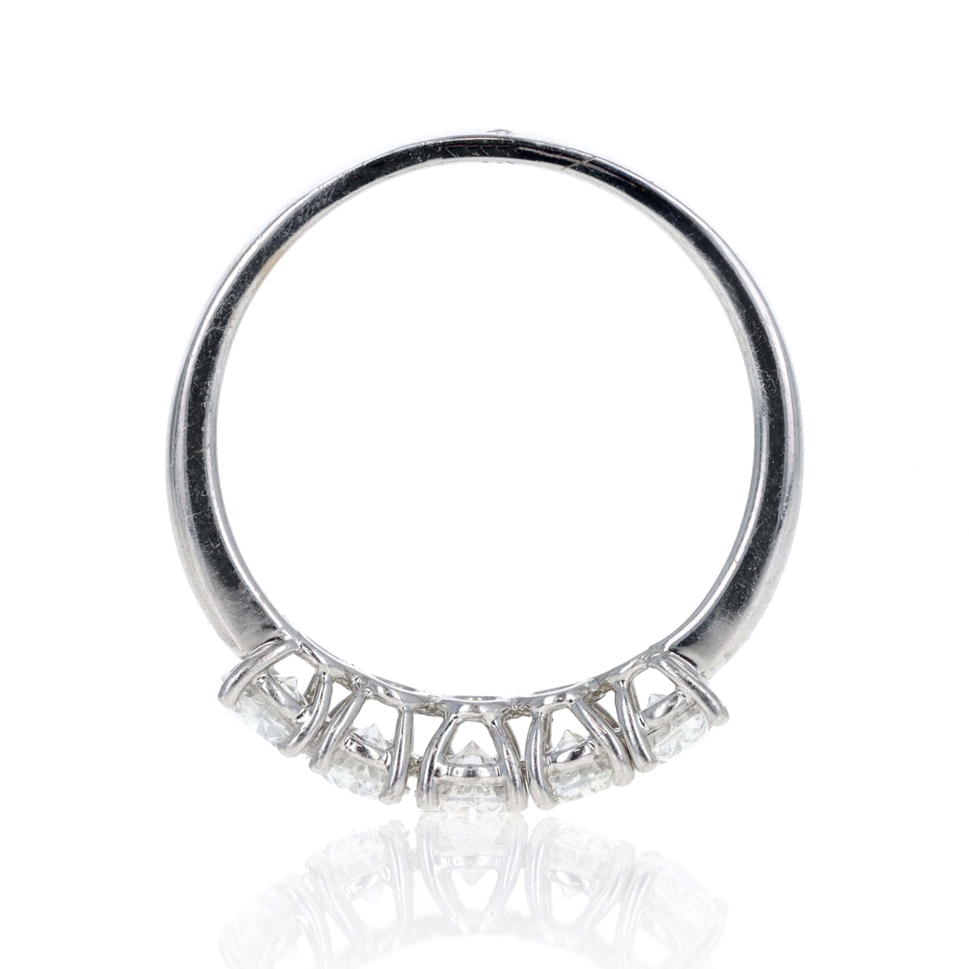 18K White Gold 1.52 Carat Oval Diamond Half Eternity Band