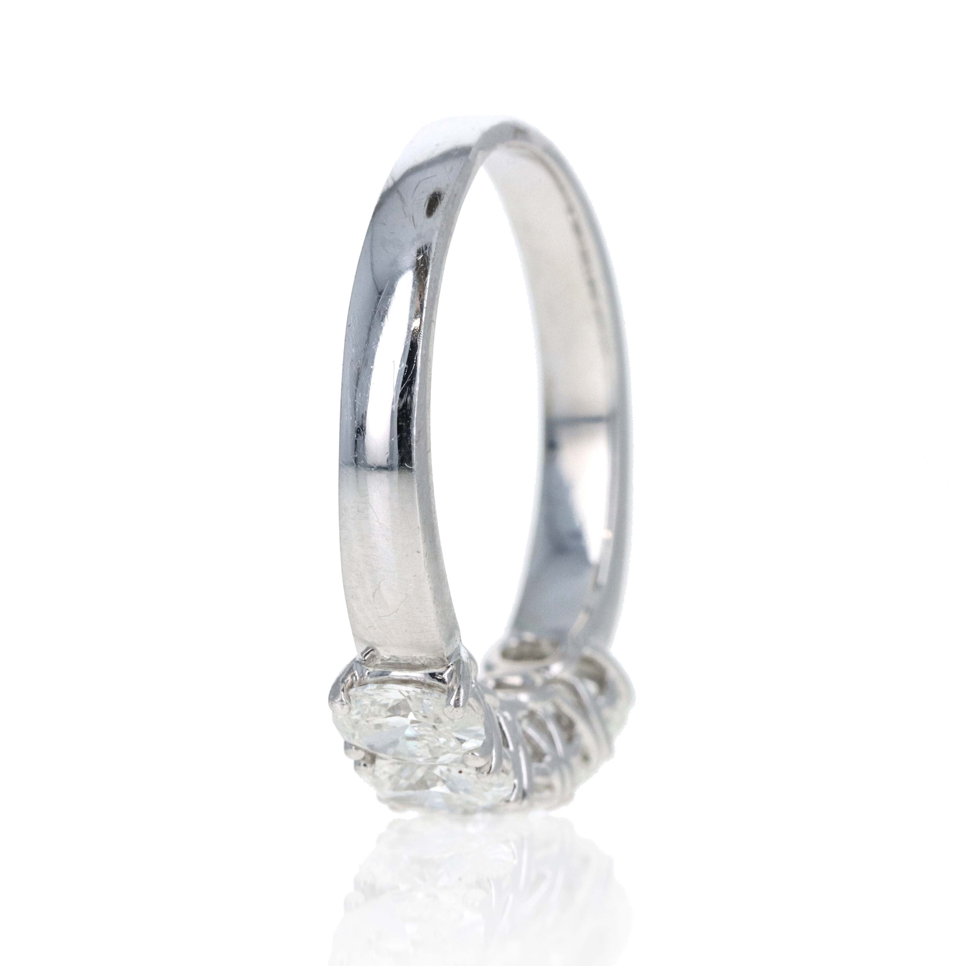 18K White Gold 1.52 Carat Oval Diamond Half Eternity Band