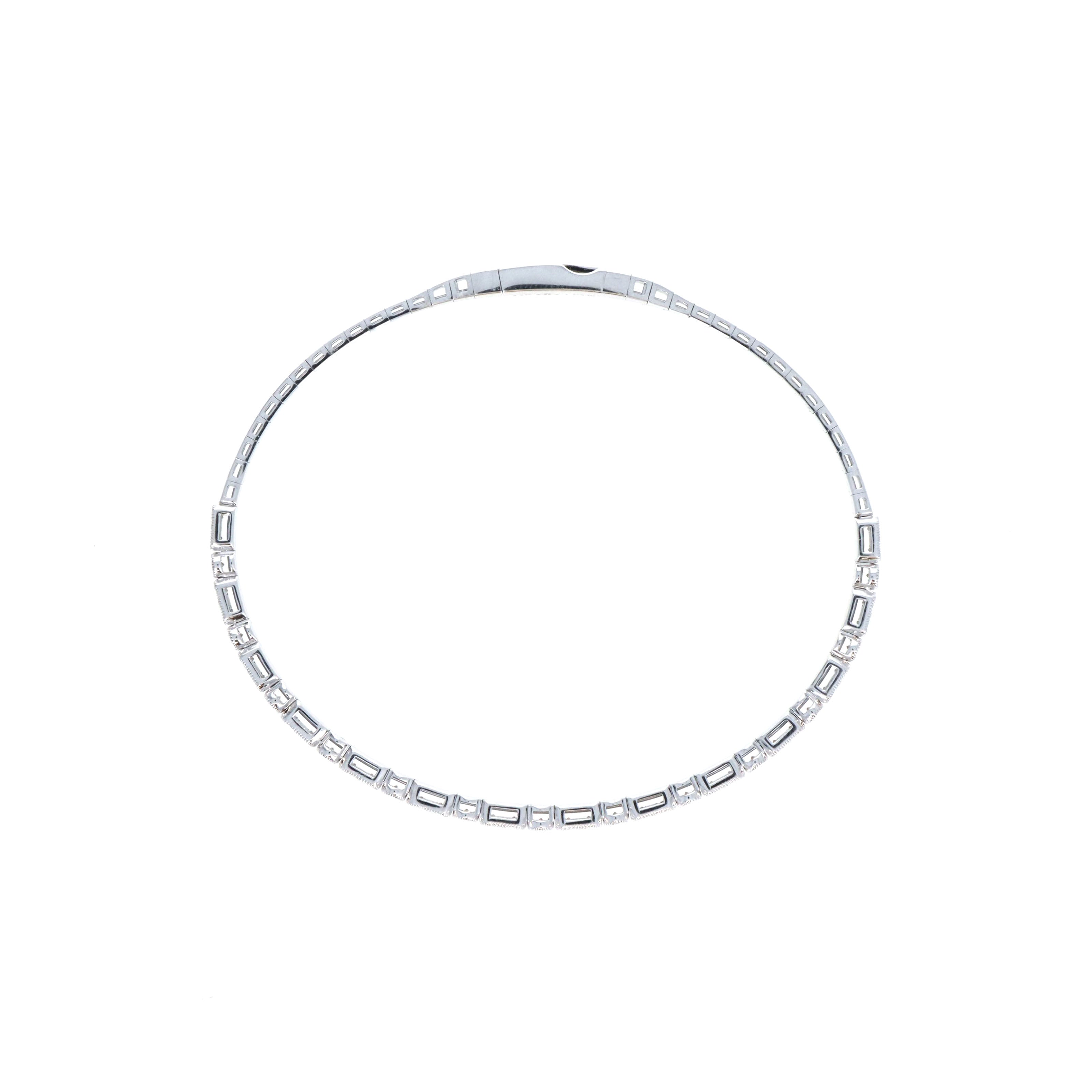 14K White Gold 1 Carat Round Brilliant Diamond Bangle
