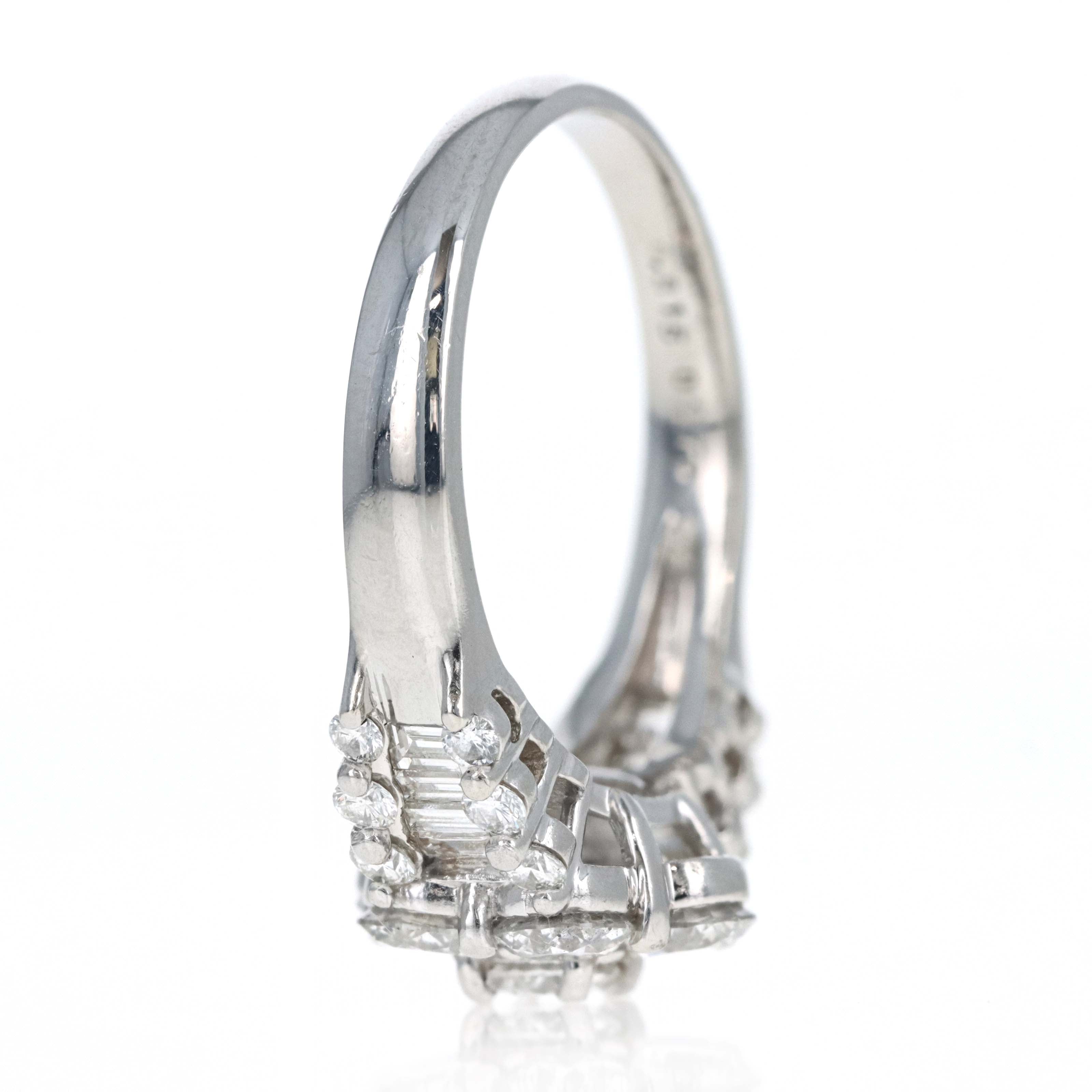 Platinum 3 Carat Round Diamond Cluster Flower Ring - Queen May