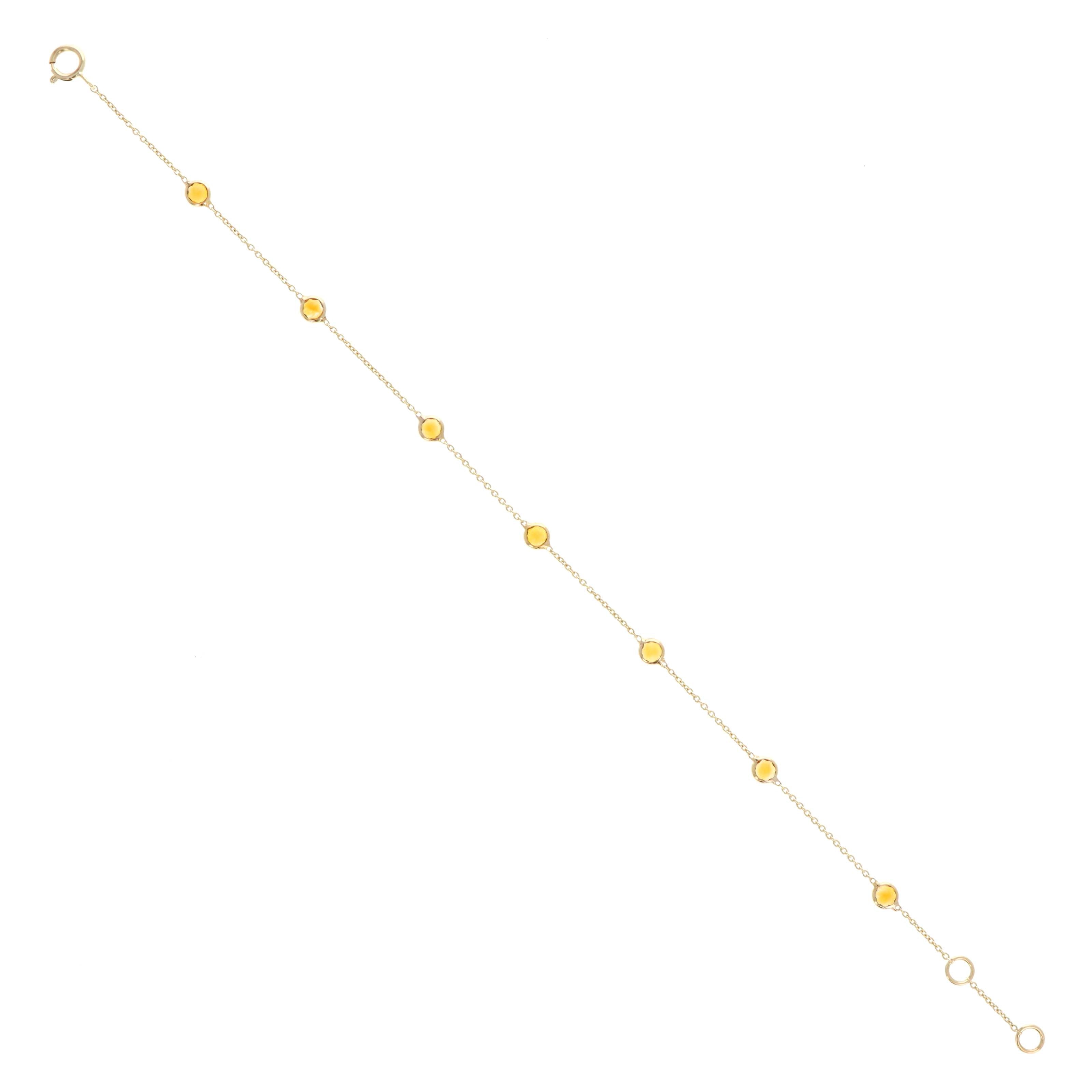 14K Yellow Gold 0.65 Carat Citrine Round Bezel Bracelet