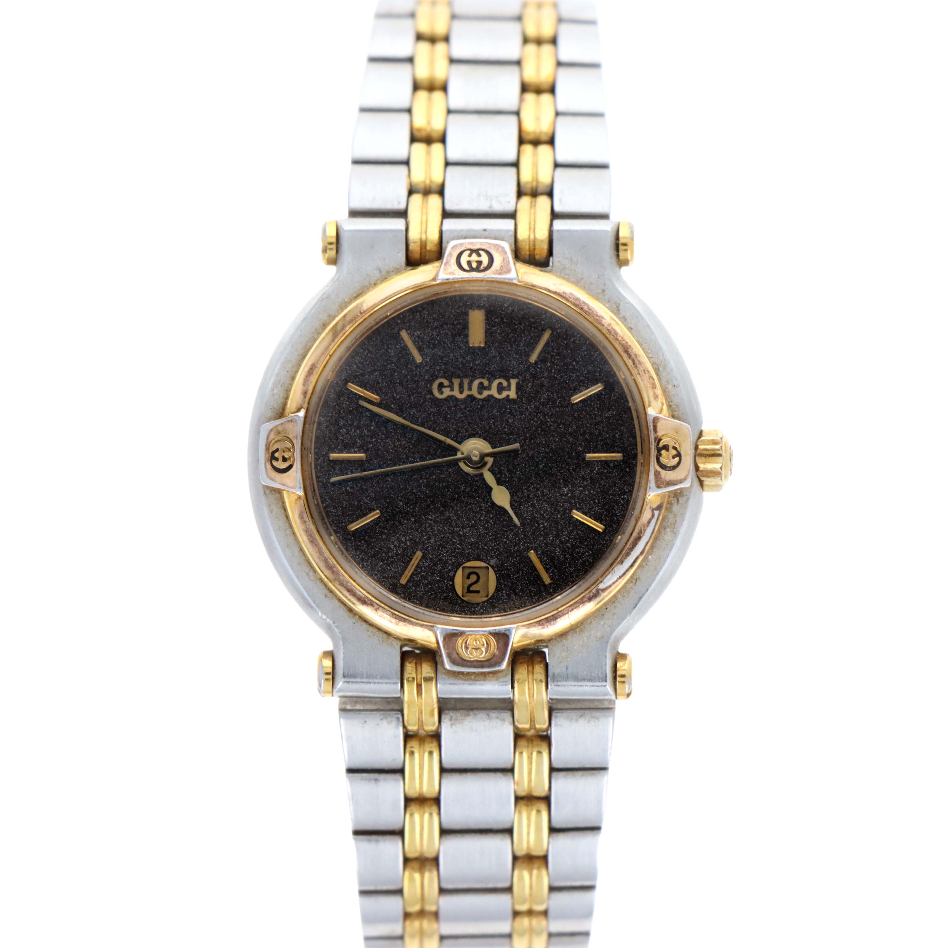 Vintage Gucci 9000L Two-Tone Black Dial Ladies Watch - Queen May