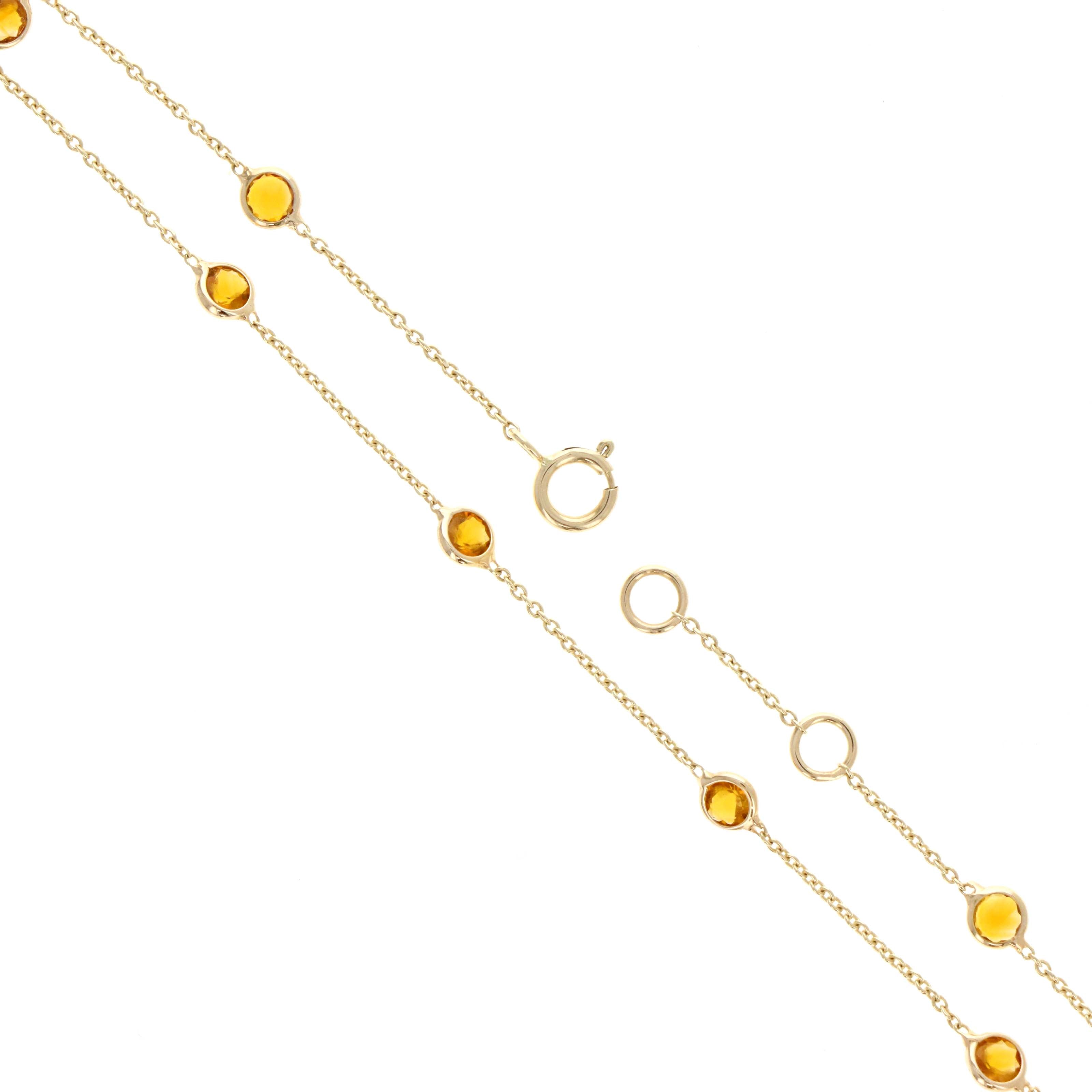 14K Yellow Gold 0.65 Carat Citrine Round Bezel Bracelet