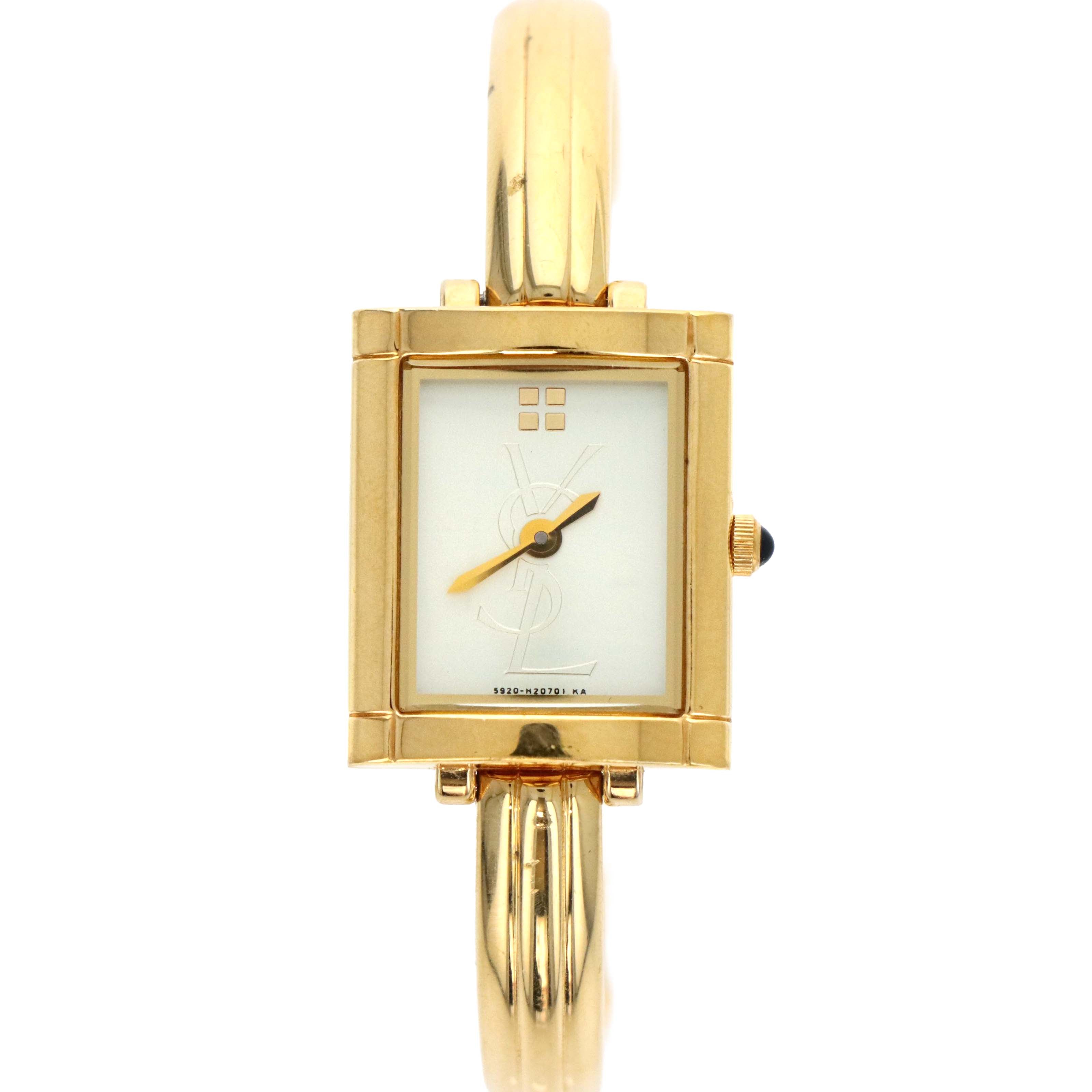 Yves Saint Laurent Champagne Logo Dial Watch - Queen May