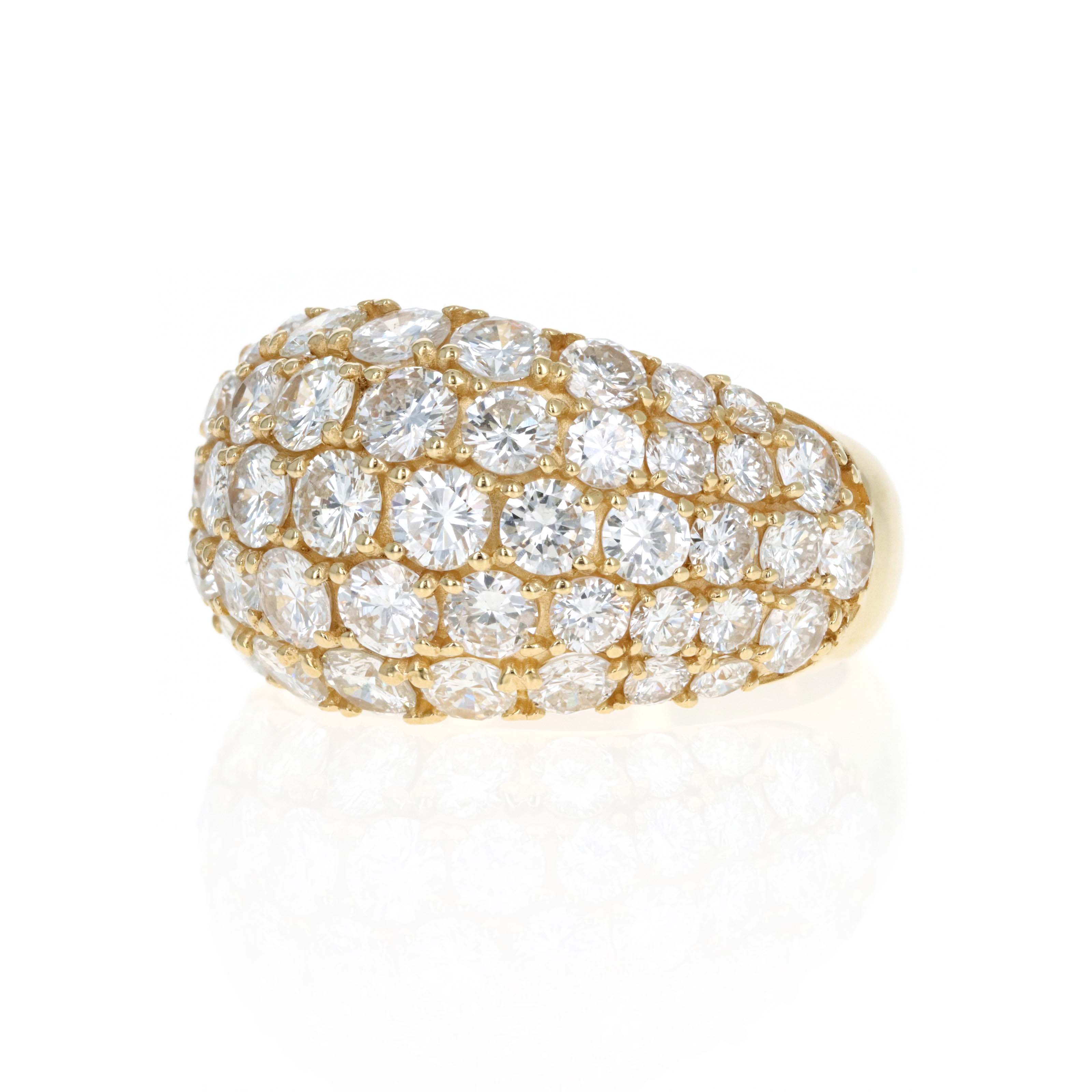 18K Yellow Gold 6.29 Carat Round Diamond Pave Dome Band - Queen May