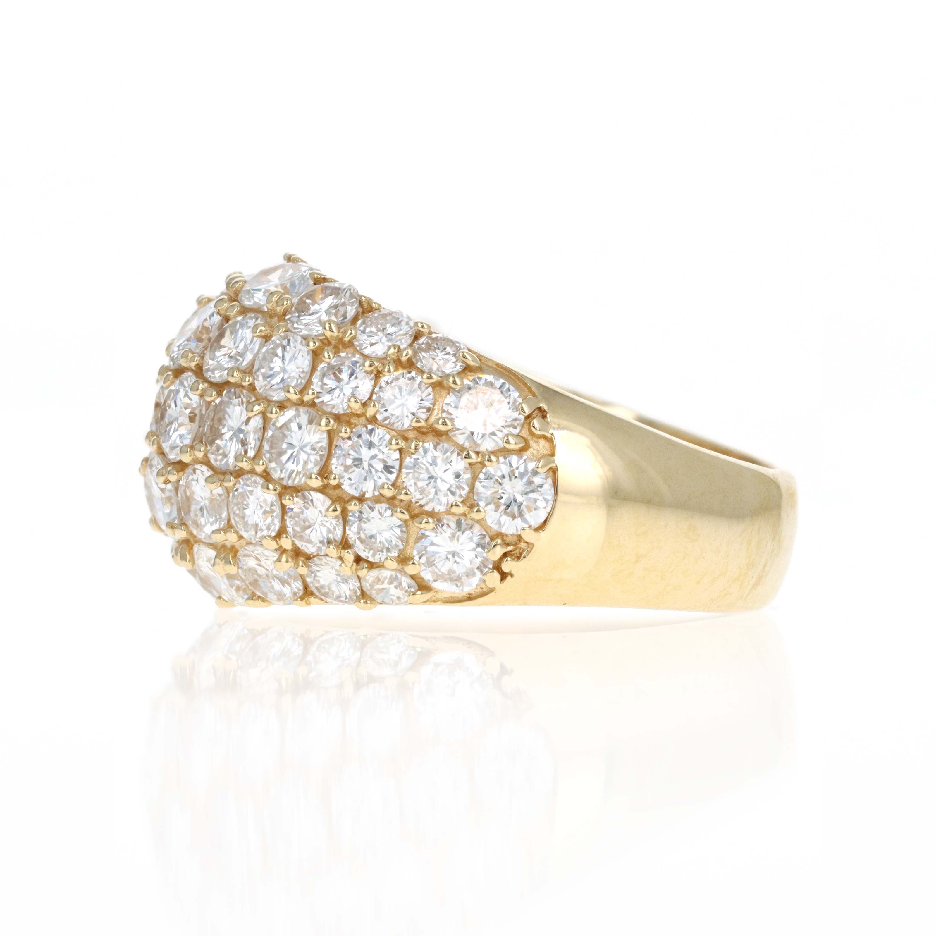18K Yellow Gold 6.29 Carat Round Diamond Pave Dome Band - Queen May