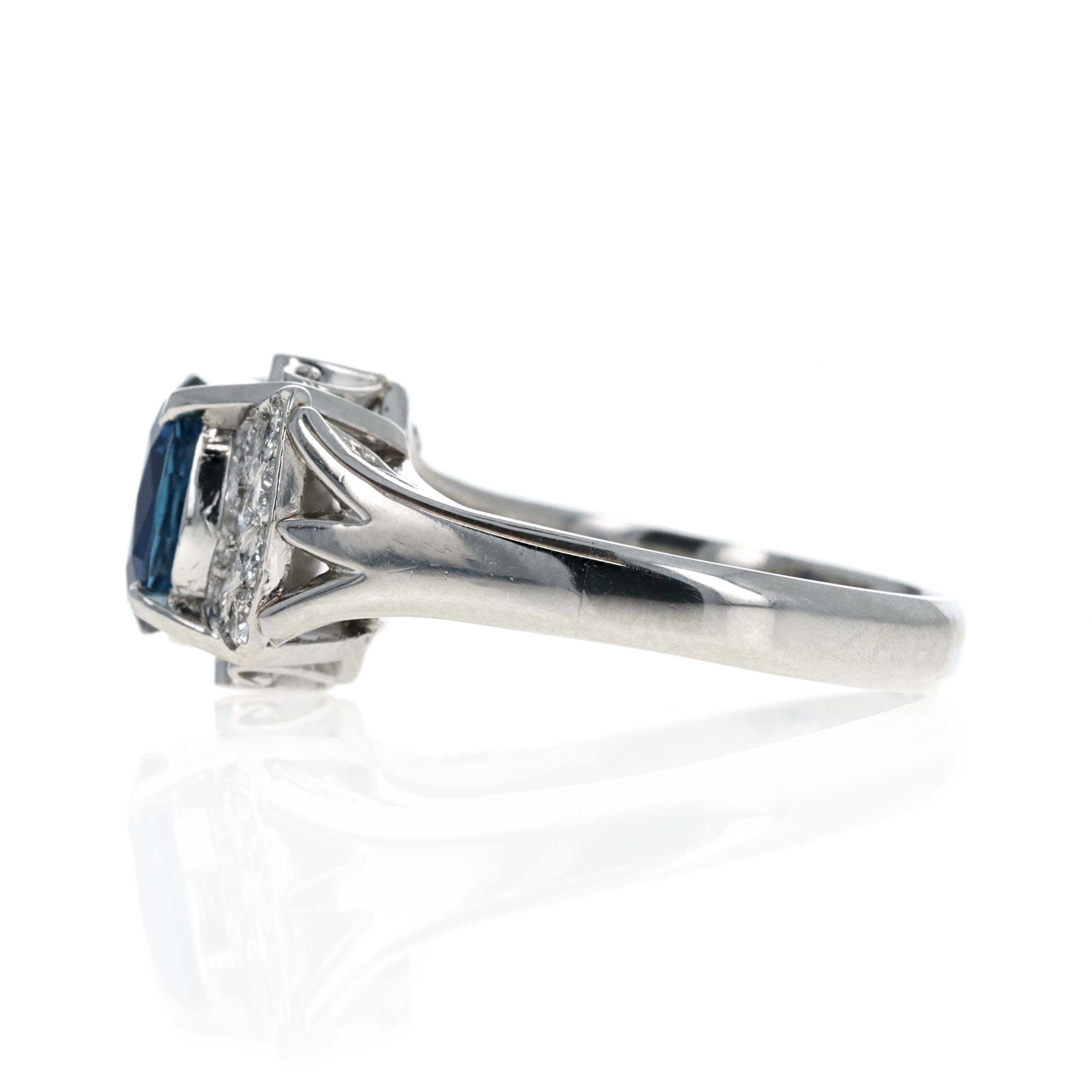 Platinum 1.92 Carat Oval Sapphire Diamond Accented Ring - Queen May