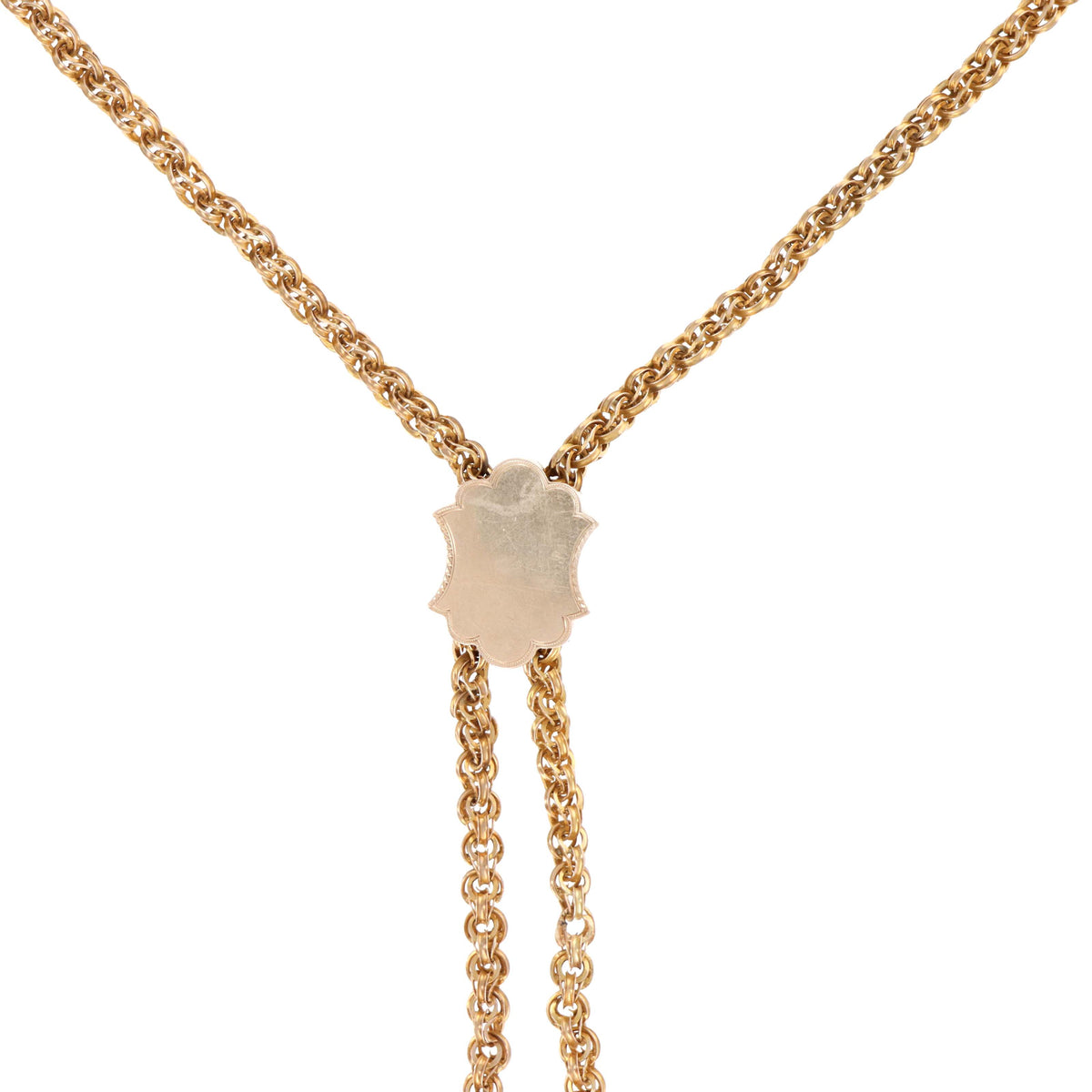 Victorian 14K Yellow Gold Cameo Watch Chain Lariat Necklace - Queen May