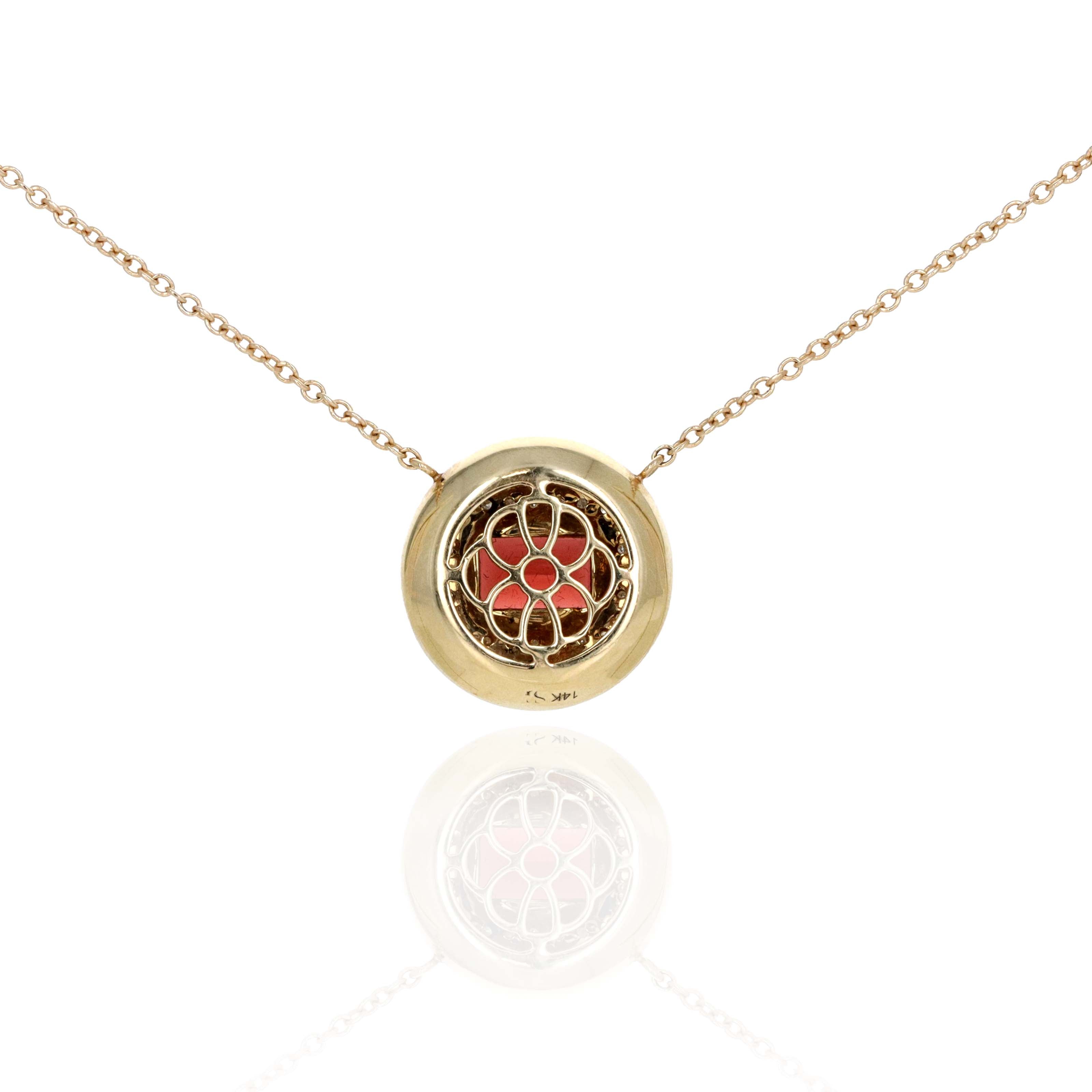 Stephanie Gottlieb 14K Yellow Gold Garnet & Diamond "Mini Candy Button" Pendant Necklace - Queen May