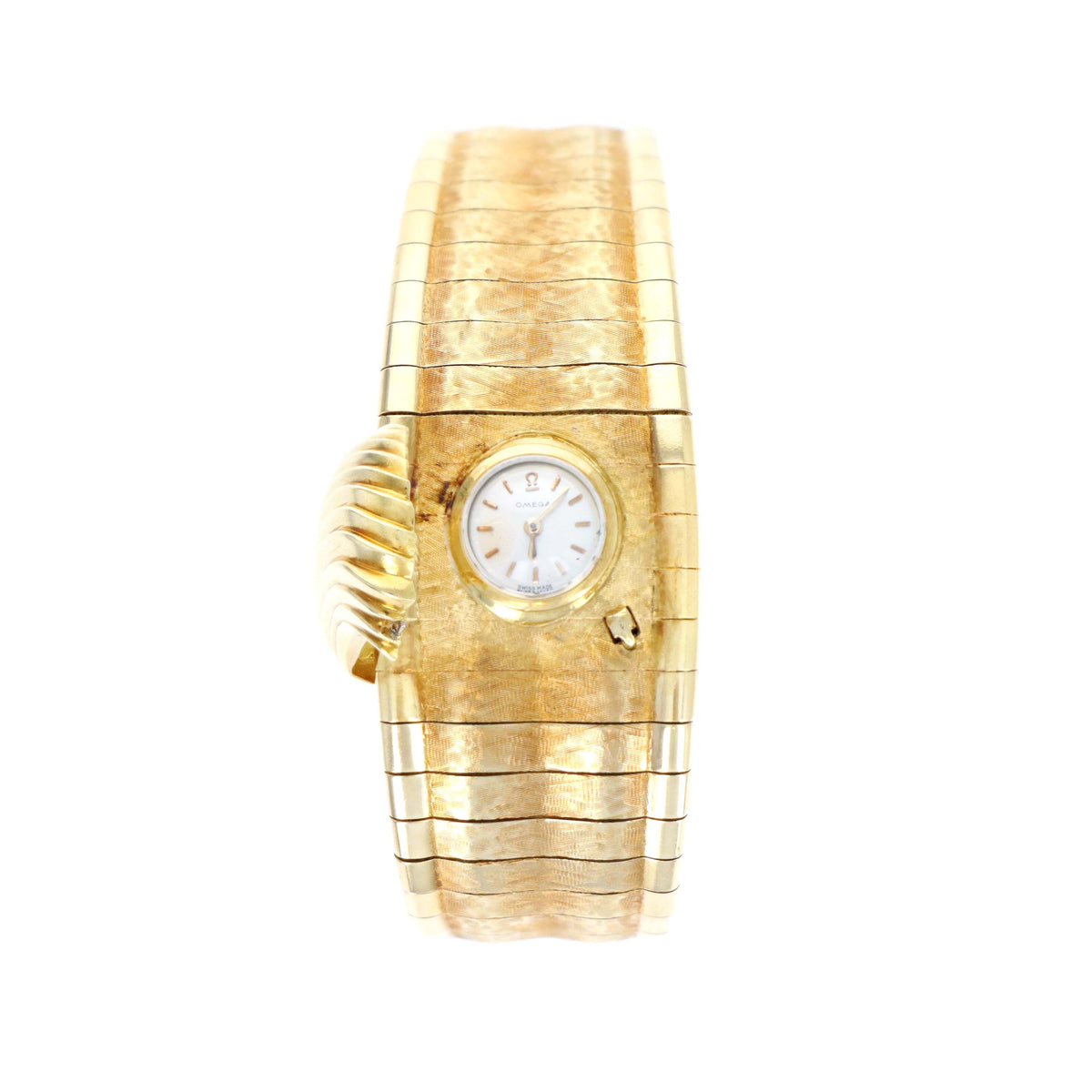 Vintage 18K Yellow Gold Omega Lidded Mechanical Movement Back Winding Watch - Queen May