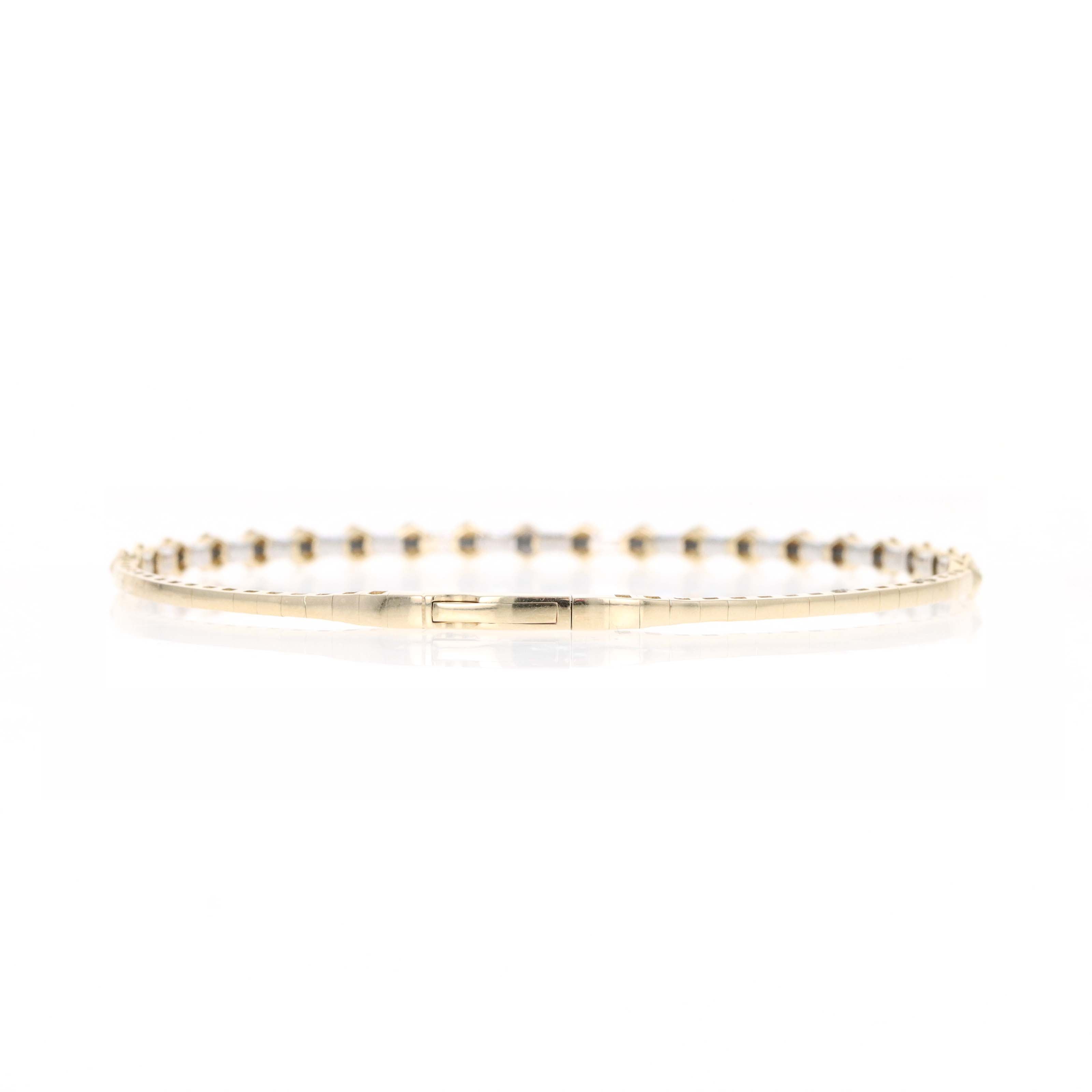 14K Yellow Gold Diamond Hexagon Flexible Bangle - Queen May
