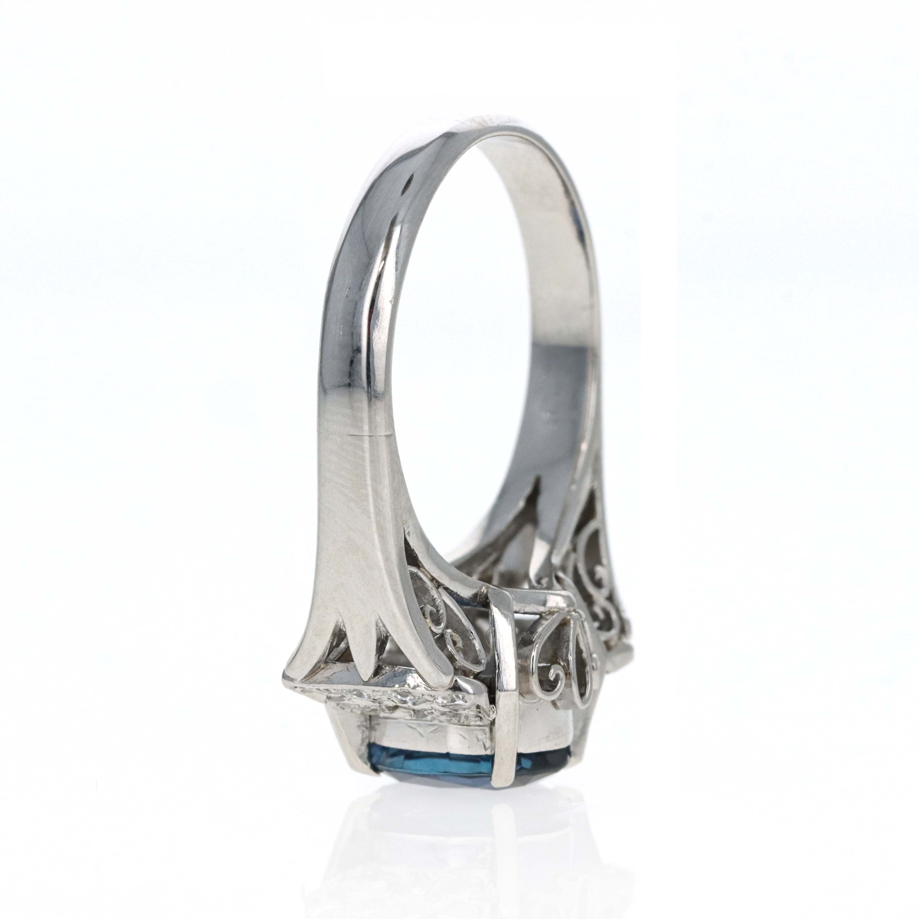 Platinum 1.92 Carat Oval Sapphire Diamond Accented Ring - Queen May