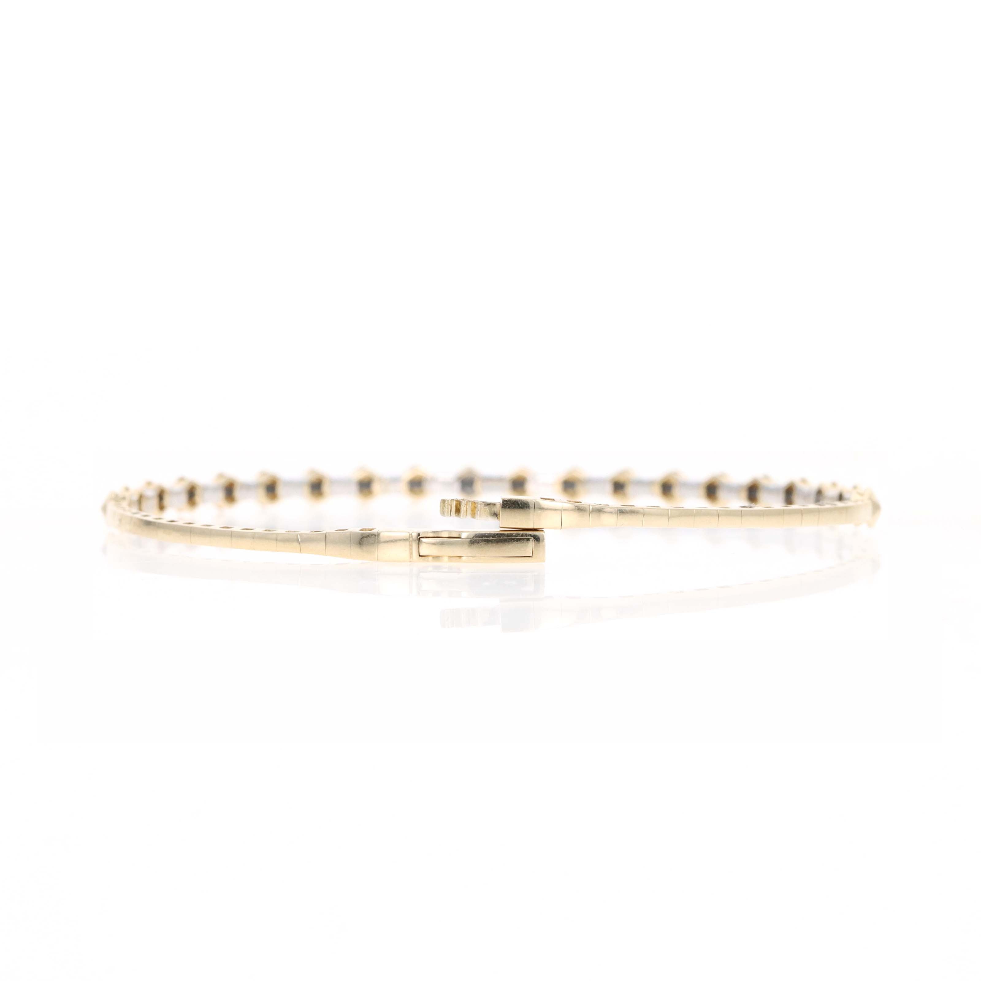 14K Yellow Gold Diamond Hexagon Flexible Bangle - Queen May