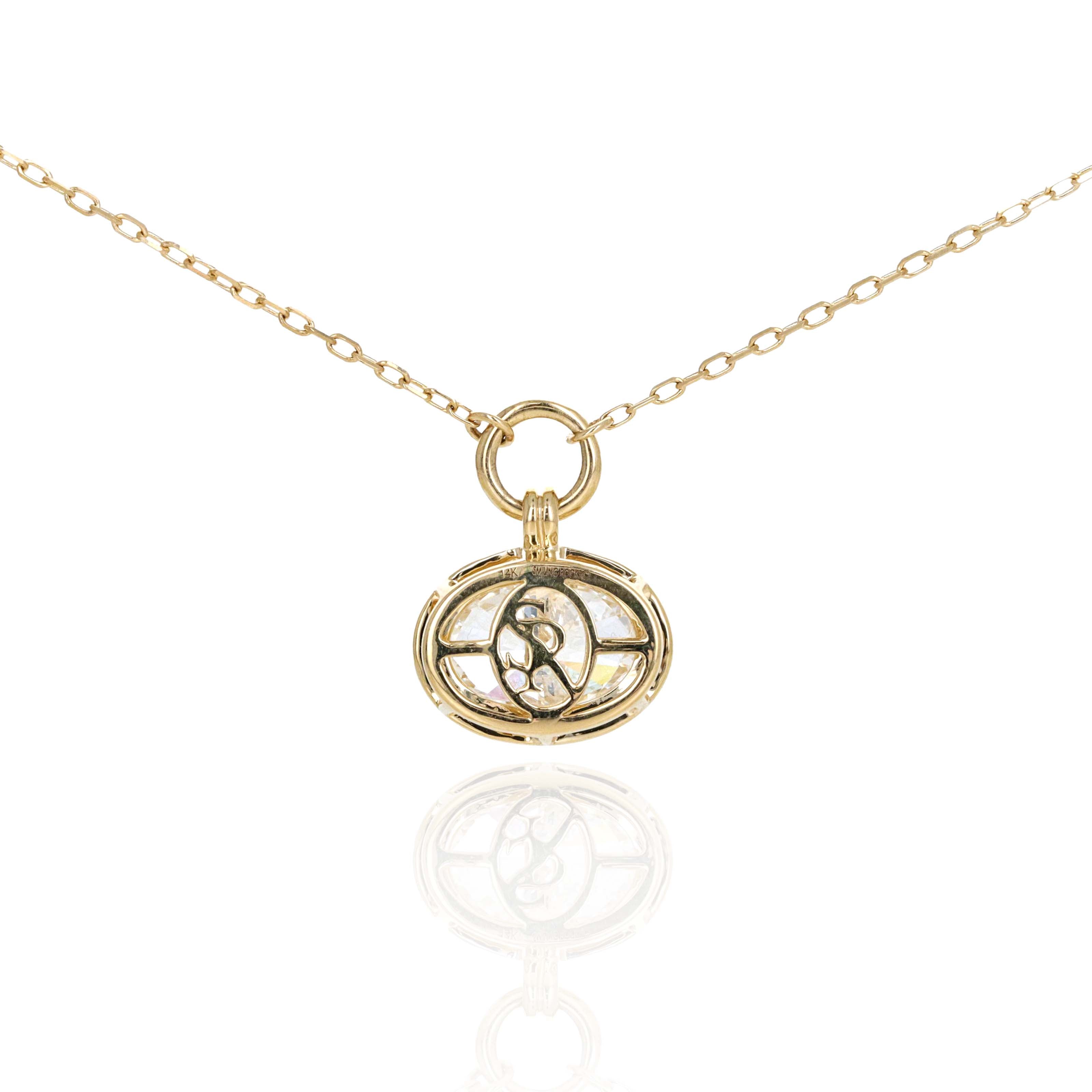 Lab Grown 2.01 Carat Diamond Oval Pendant Necklace 14K Yellow Gold - Queen May