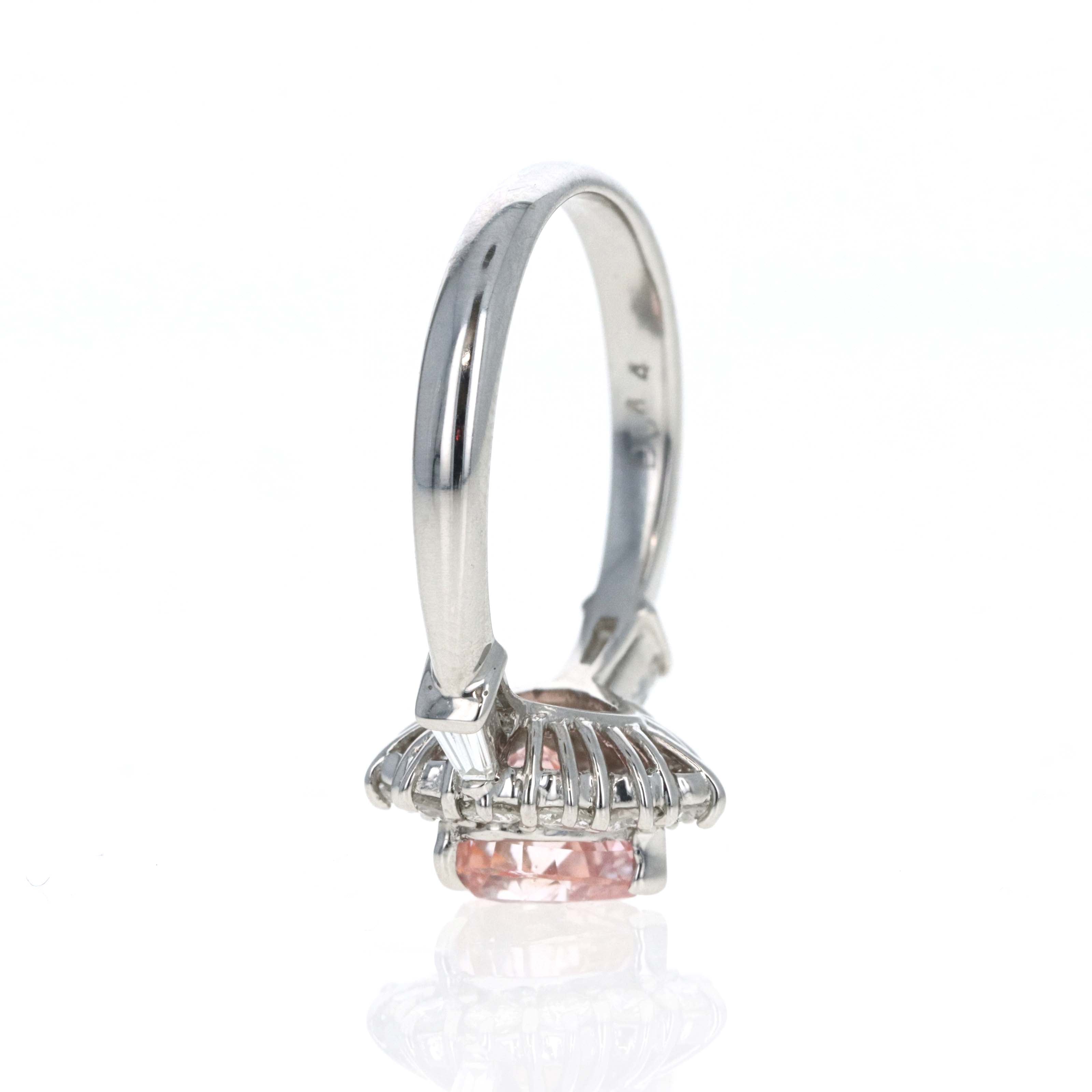 Platinum 1.56 Carat Pear Pinkish Orange Padparadscha Sapphire - Queen May