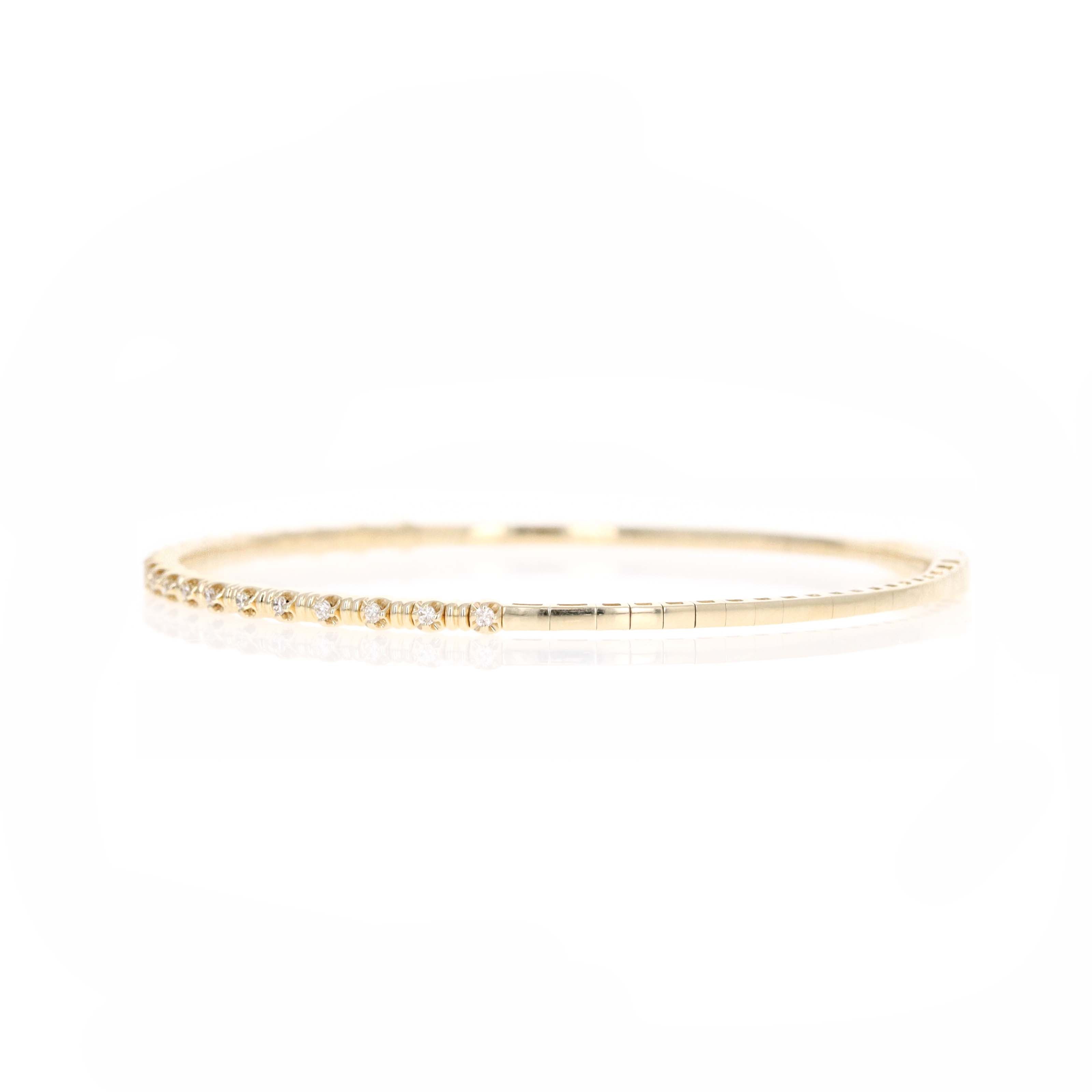 14K Gold 0.20 Carat Diamond Textured Flexible Bangle