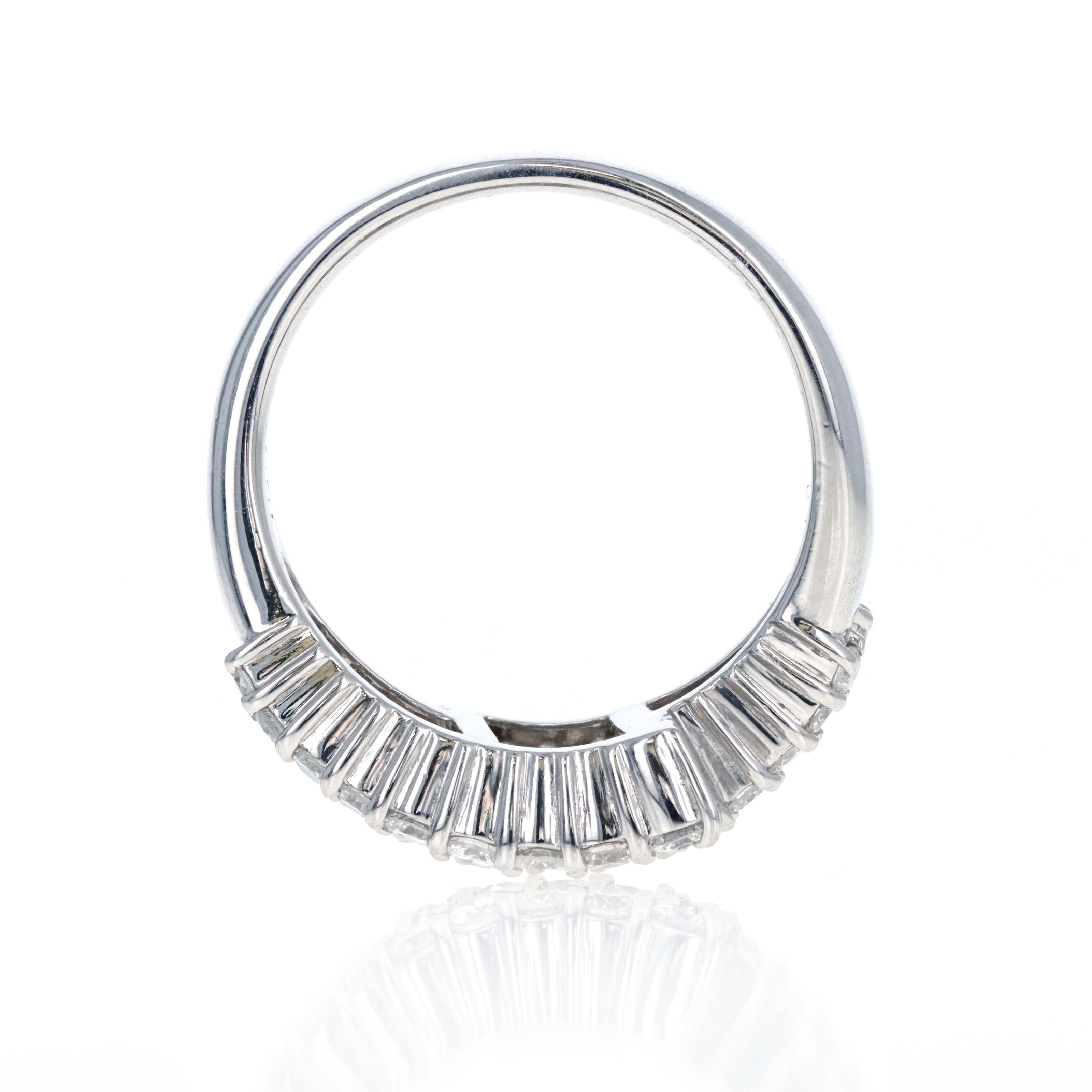 Platinum 1.5 Carat Diamond Baguette Round Pave Bypass Ring - Queen May