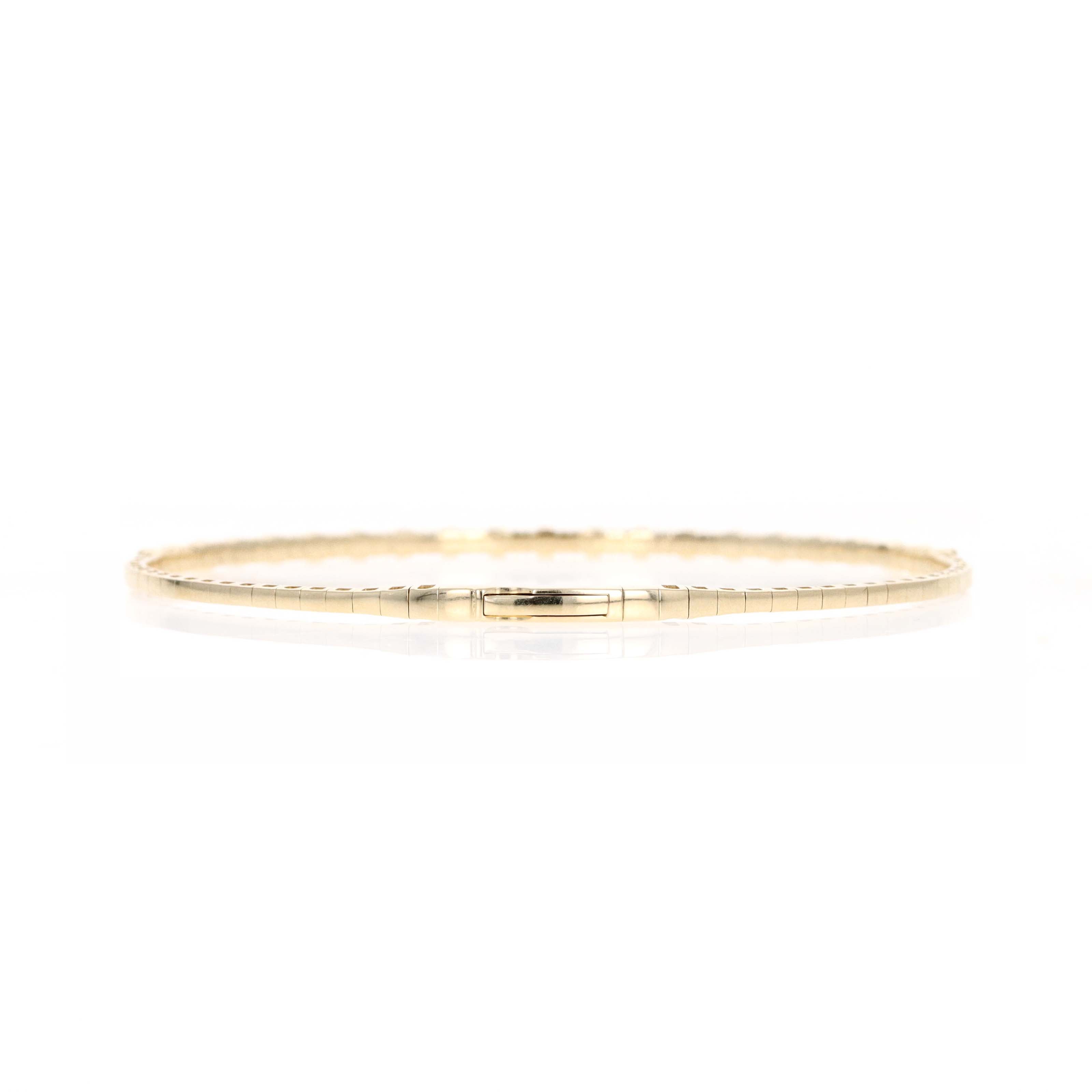 14K Gold 0.20 Carat Diamond Textured Flexible Bangle