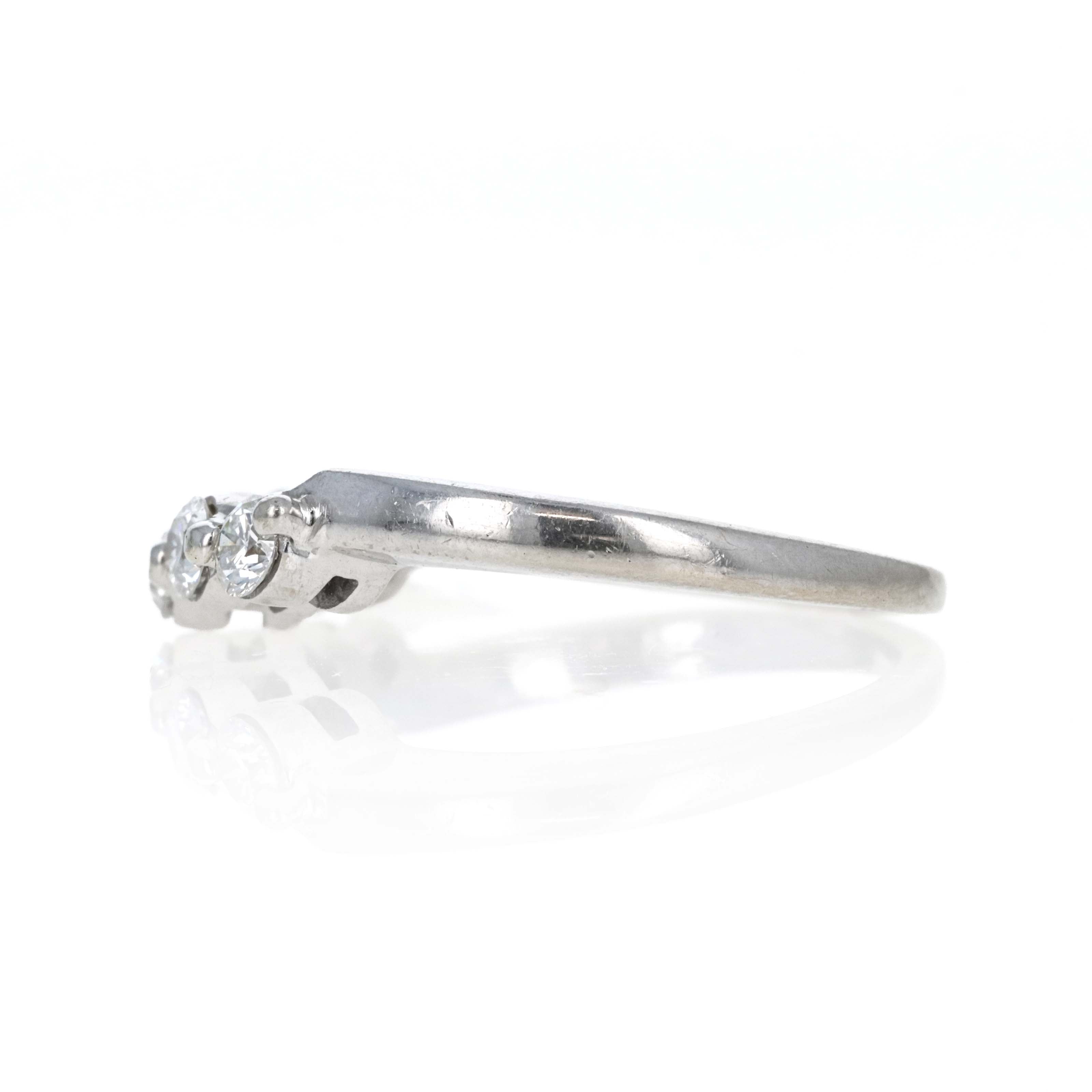 14K White Gold 0.50 Carat Round Diamond Five Stone Band - Queen May