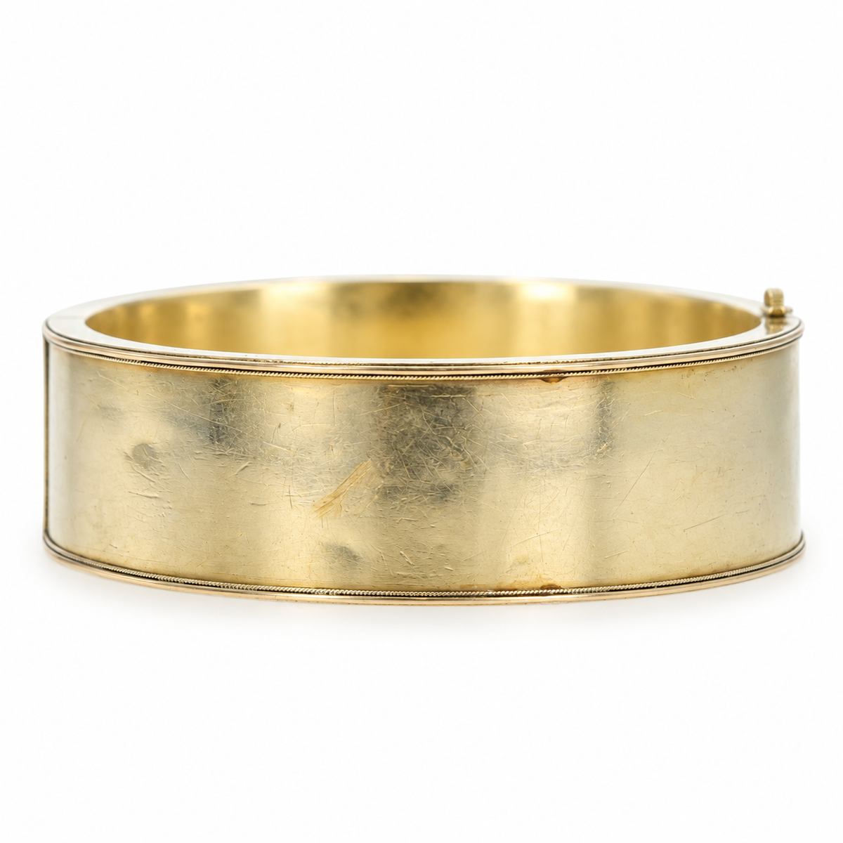 Victorian Etruscan Revival 14K Yellow Gold Turquoise Bangle - Queen May