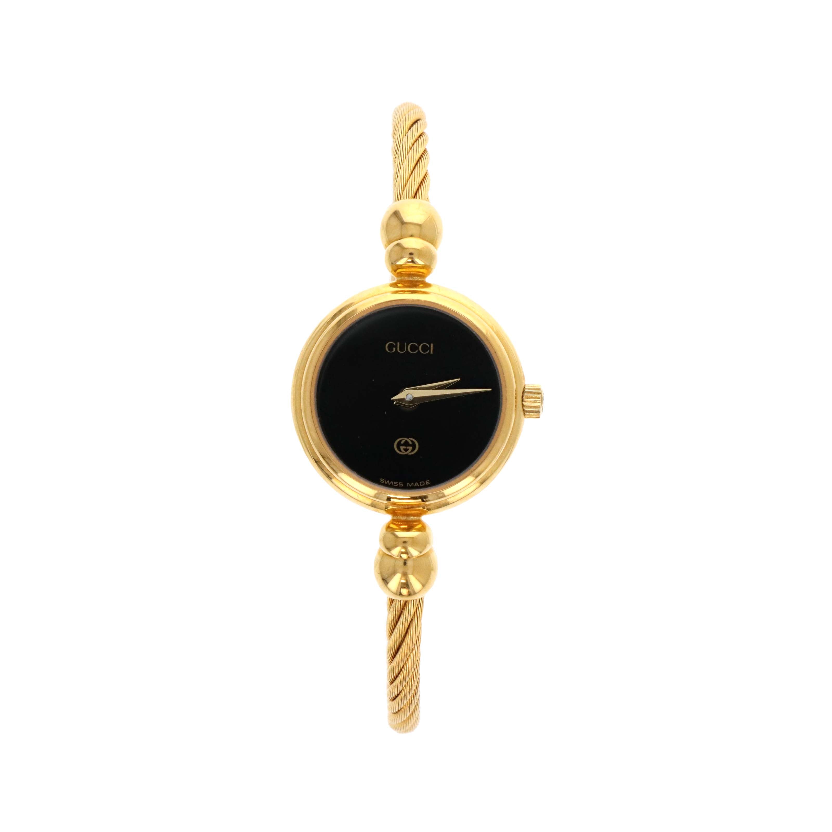 Gucci 20mm Black Dial Rope Bangle Watch - Queen May