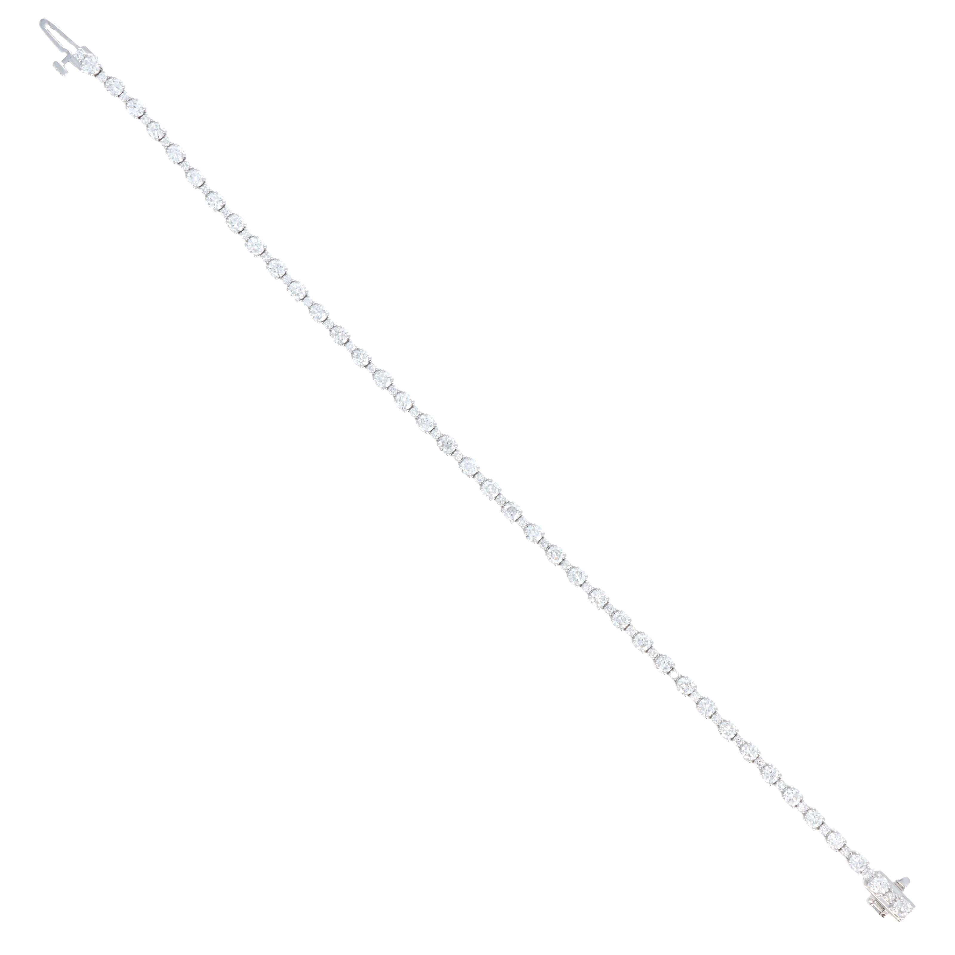 14K White Gold 3.24 Carat Round Brilliant Diamond Tennis Bracelet