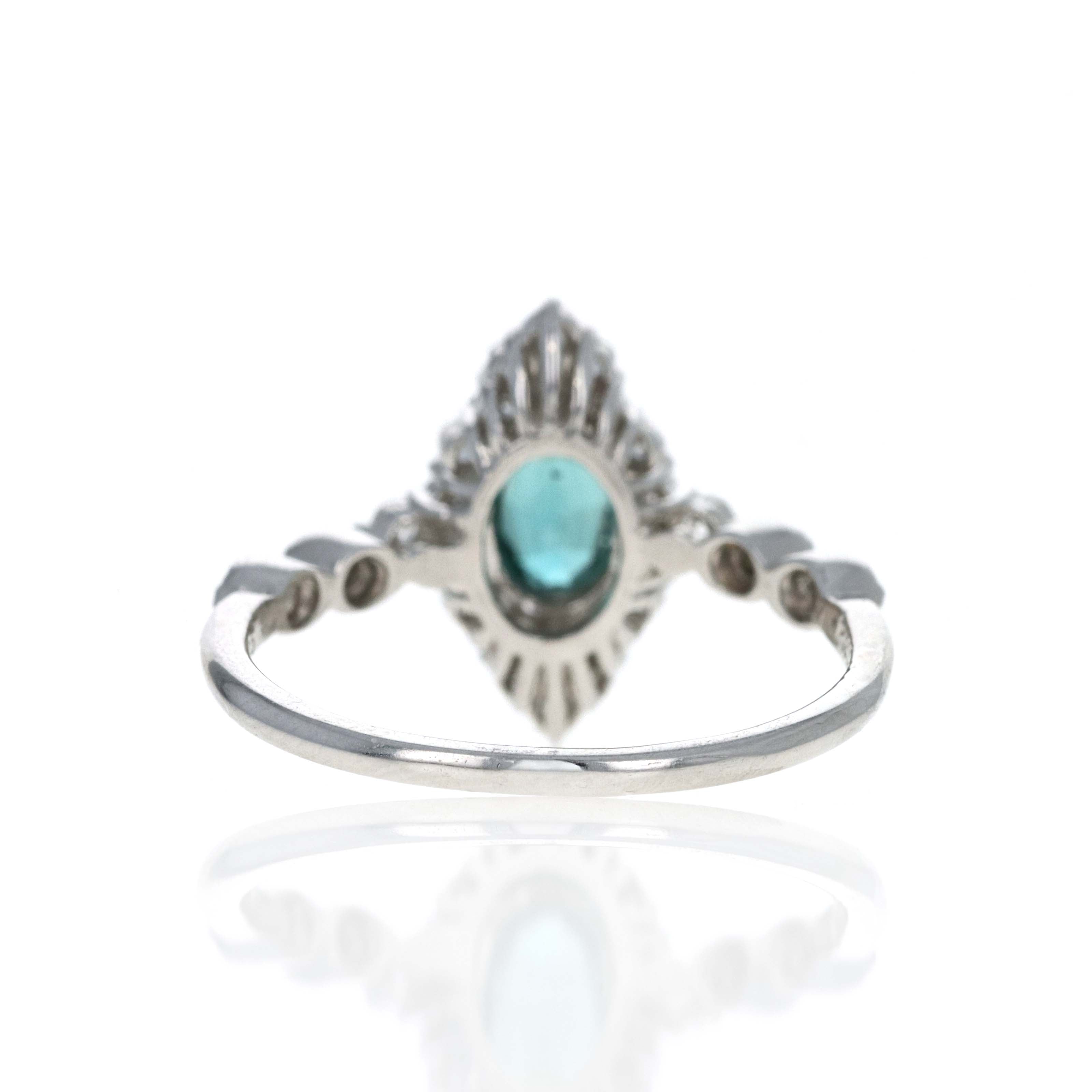 Platinum 0.60 Carat Alexandrite Diamond Scallop Halo Ring - Queen May