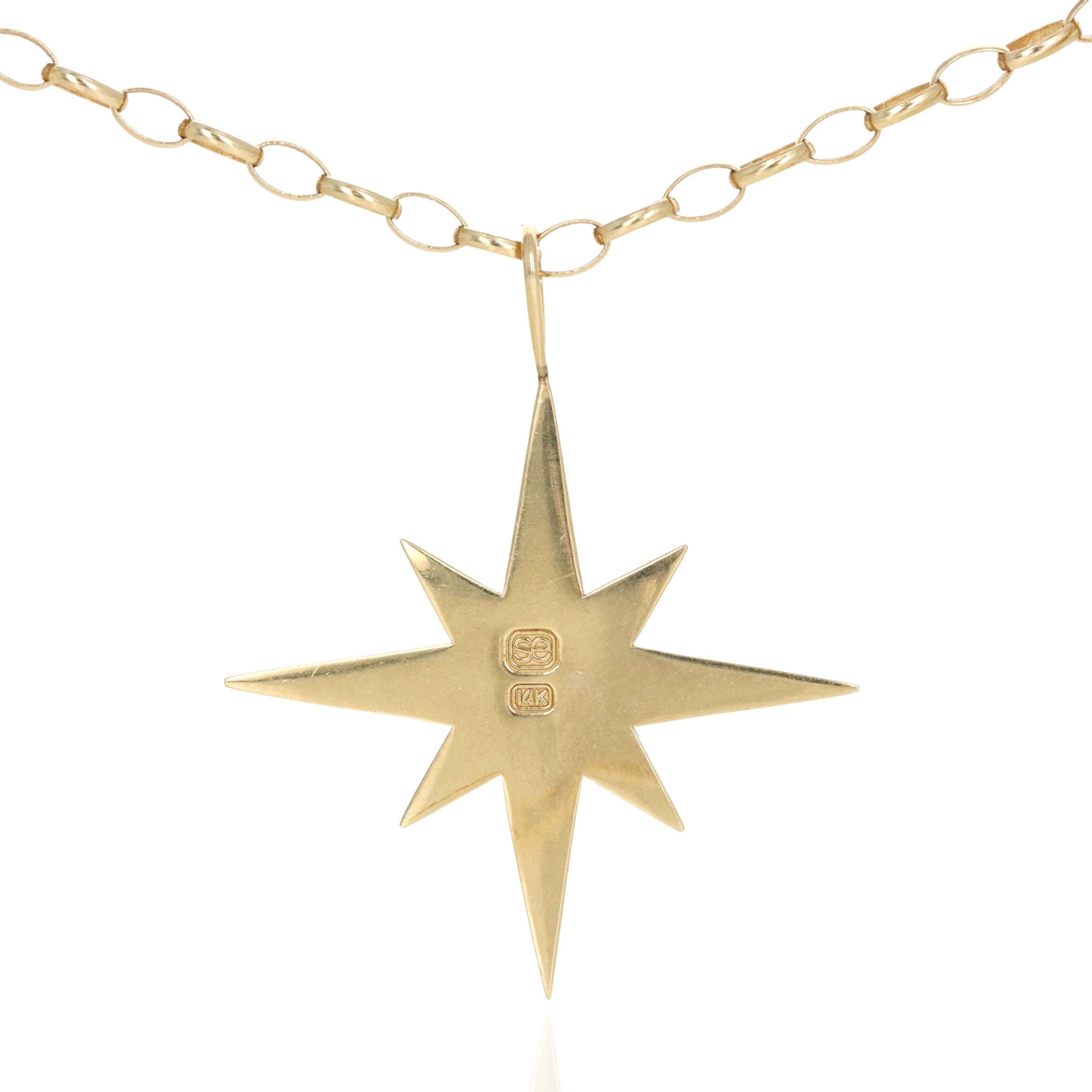Sydney Evan 14K Yellow Gold "Pure Gold Starburst Charm" Pendant Necklace - Queen May