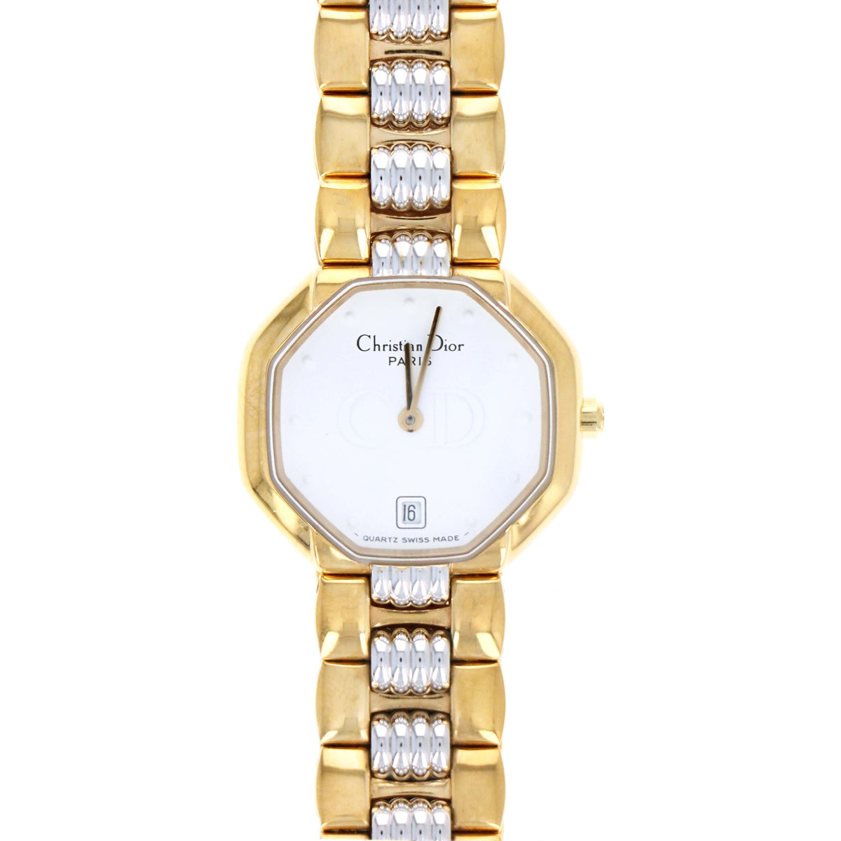 Dior White Dial Octagon Two Tone Watch