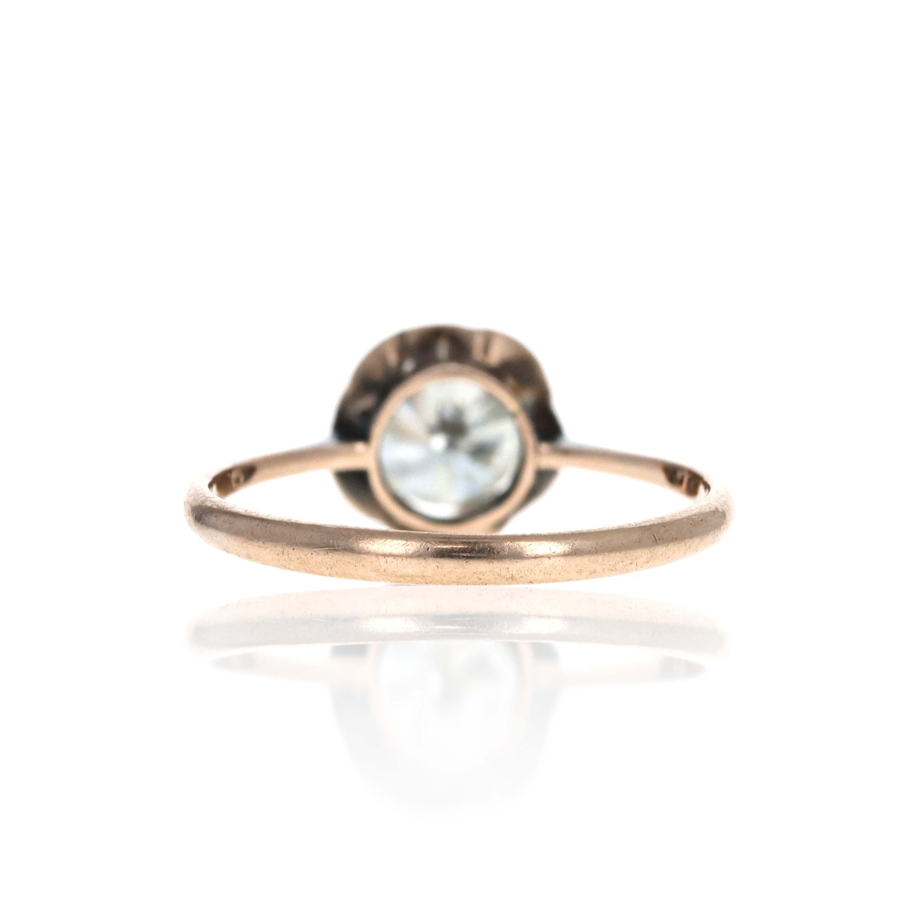 Victorian 10K Rose Gold 0.85 Carat Old European Cut Diamond Rose Ring