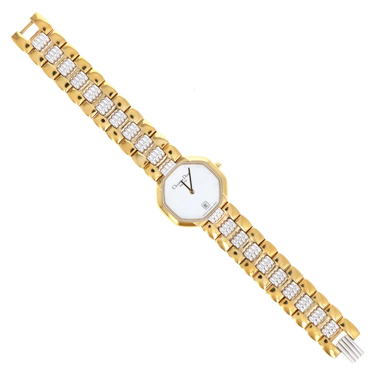 Dior White Dial Octagon Two Tone Watch
