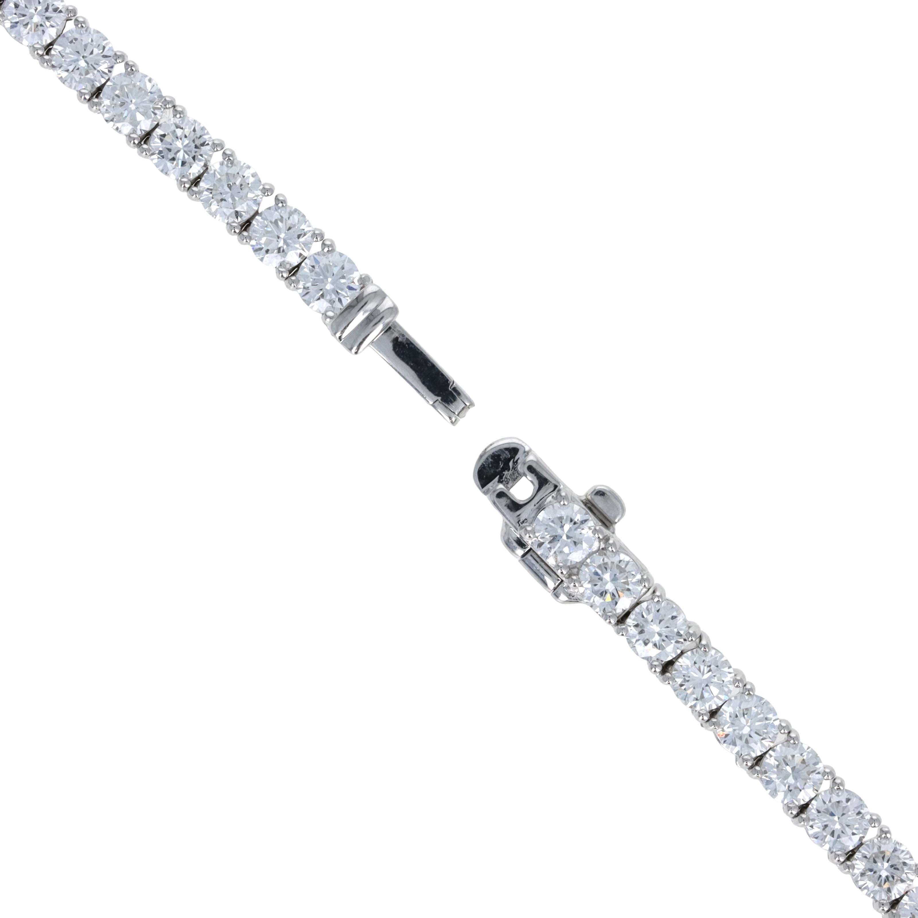 Lab Grown 15 Carat Round Diamond Tennis Necklace 14K White Gold - Queen May