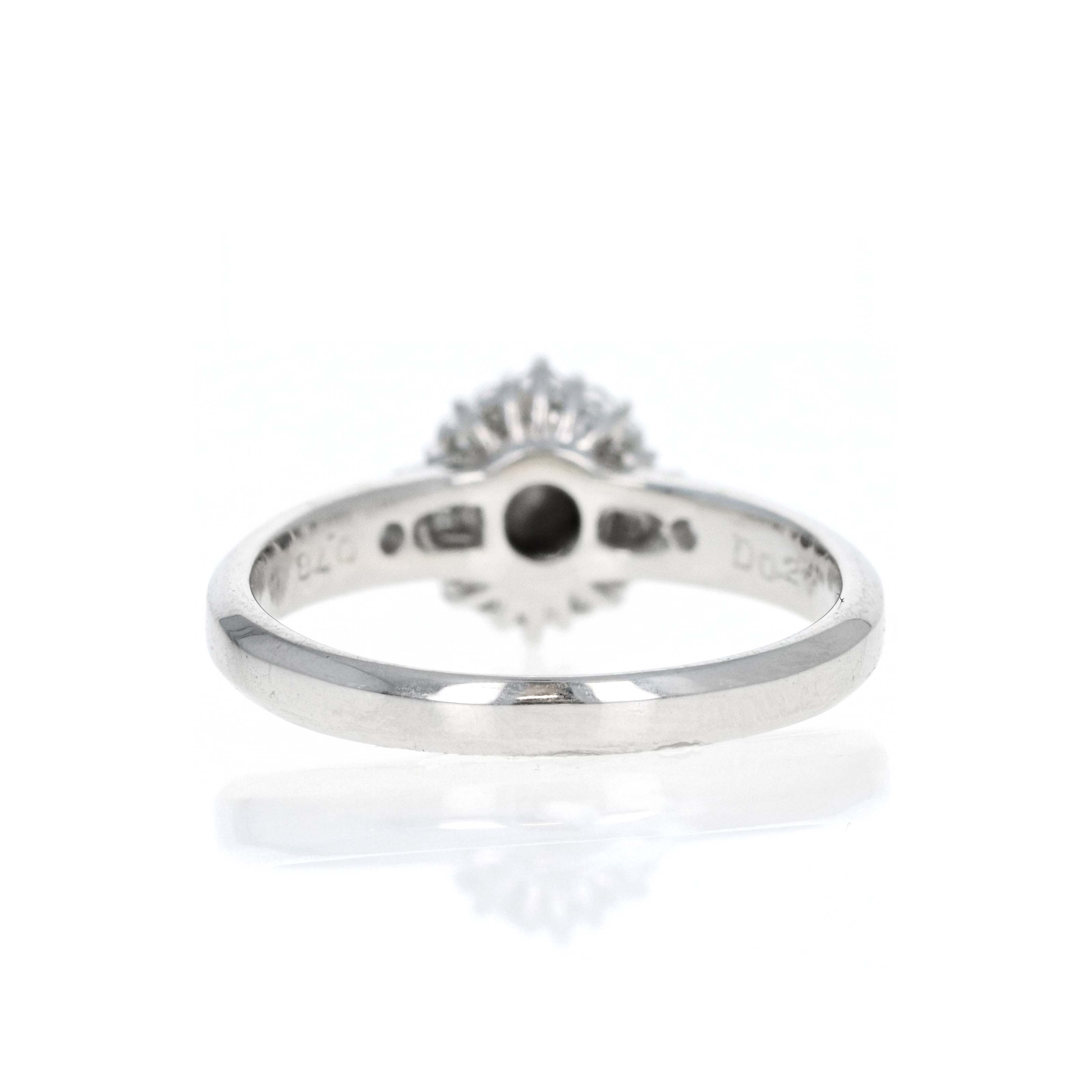 Platinum 0.78 Carat Round Cabochon Emerald Diamond Accented Fan Ring - Queen May