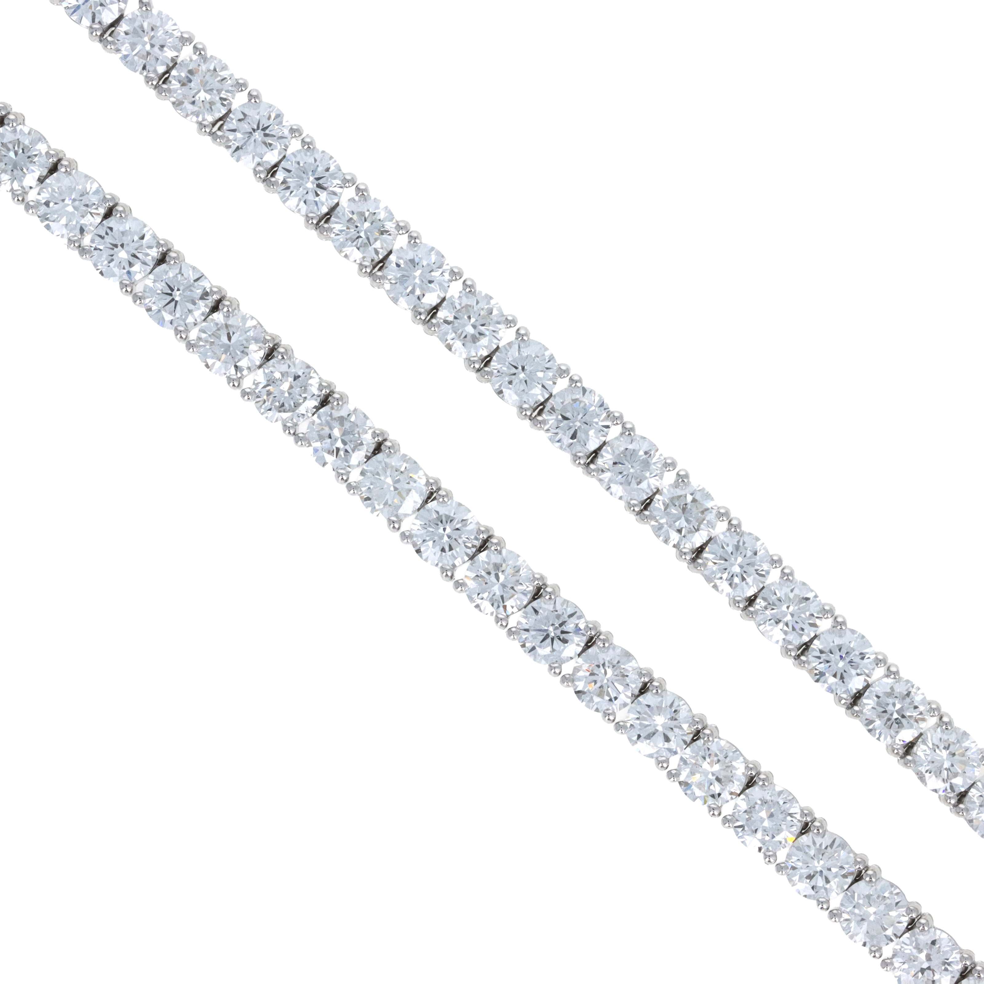 Lab Grown 15 Carat Round Diamond Tennis Necklace 14K White Gold - Queen May