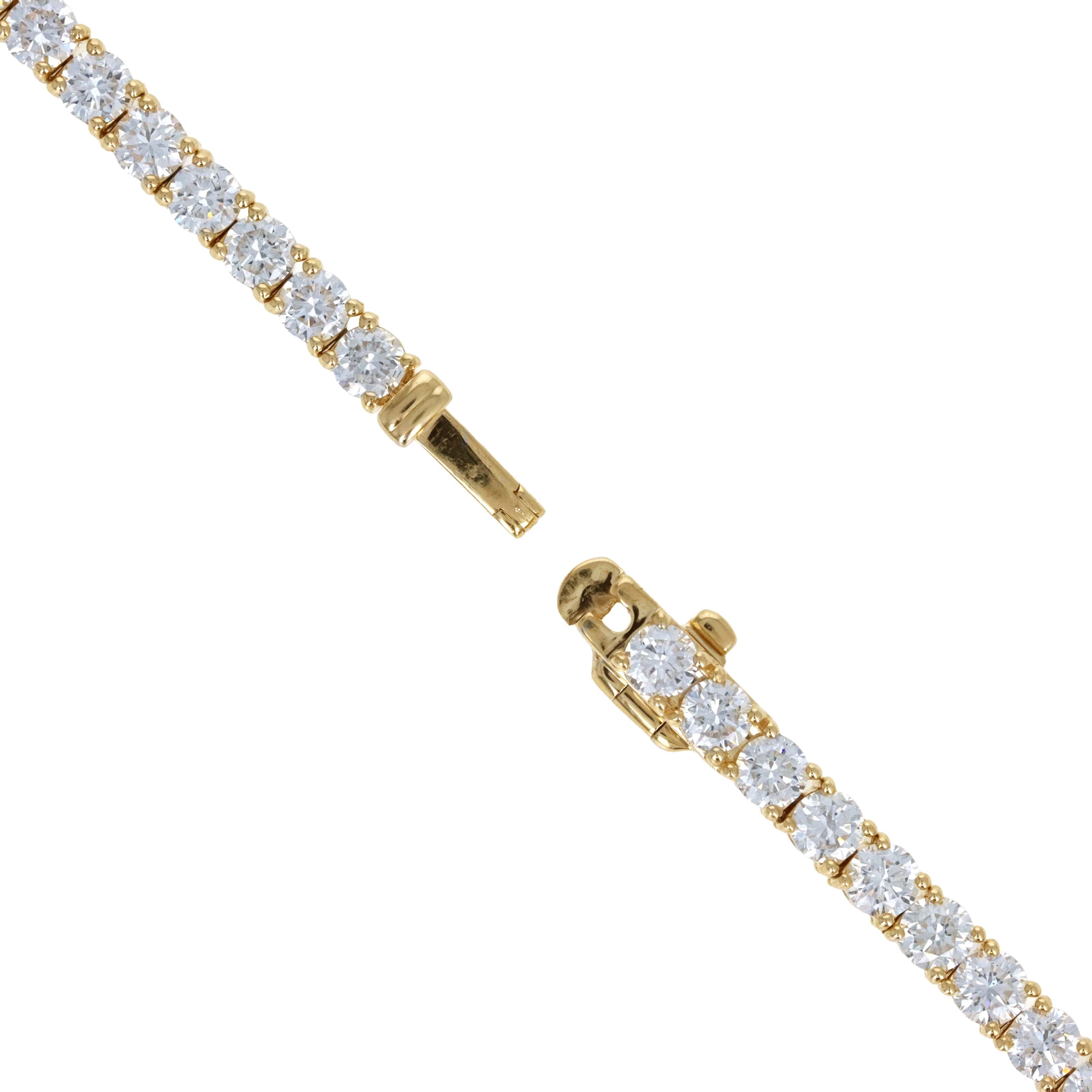Lab Grown 14 Carat Round Diamond Tennis Necklace 14K Yellow Gold - Queen May