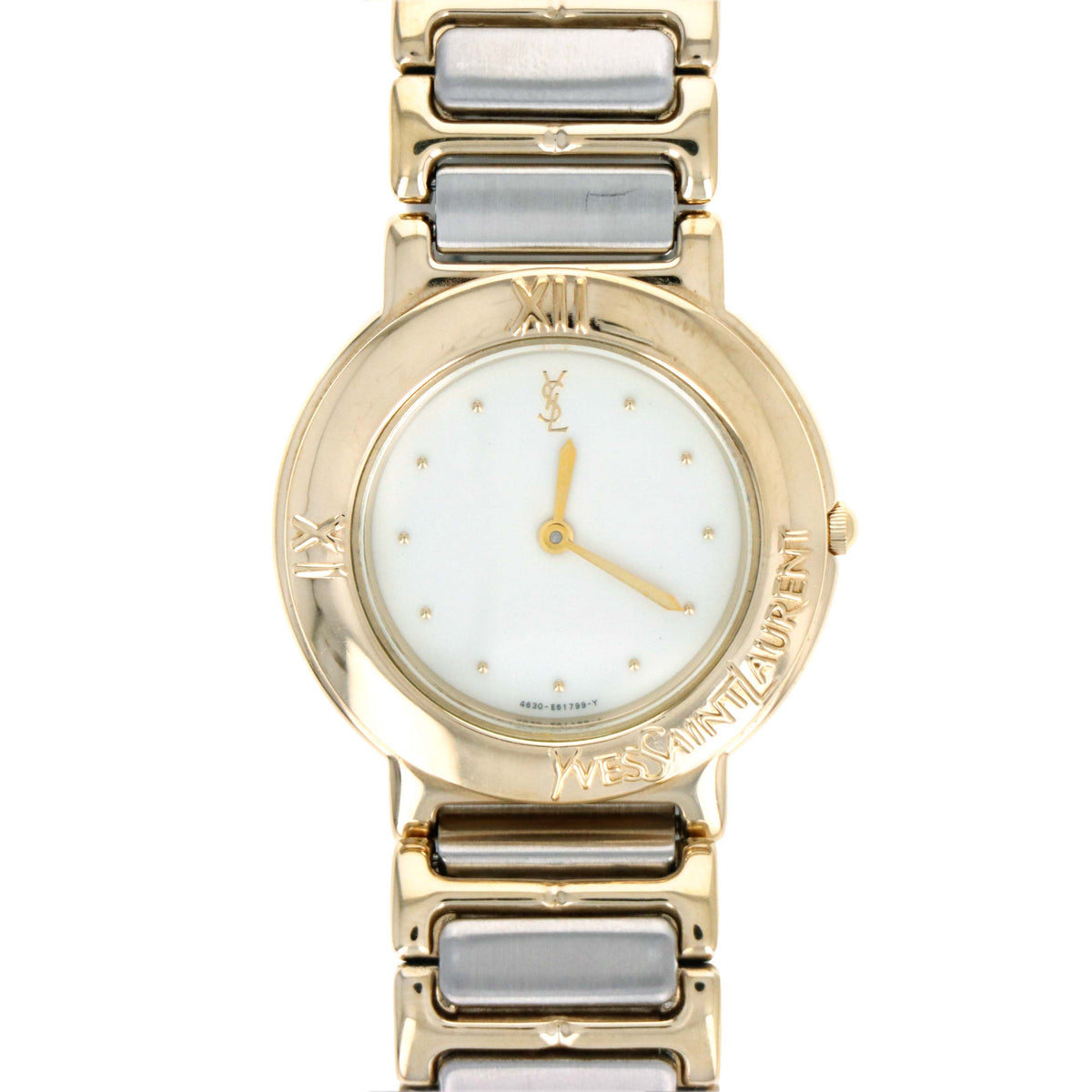 Yves Saint Laurent Large Cream Dial Two Tone Watch