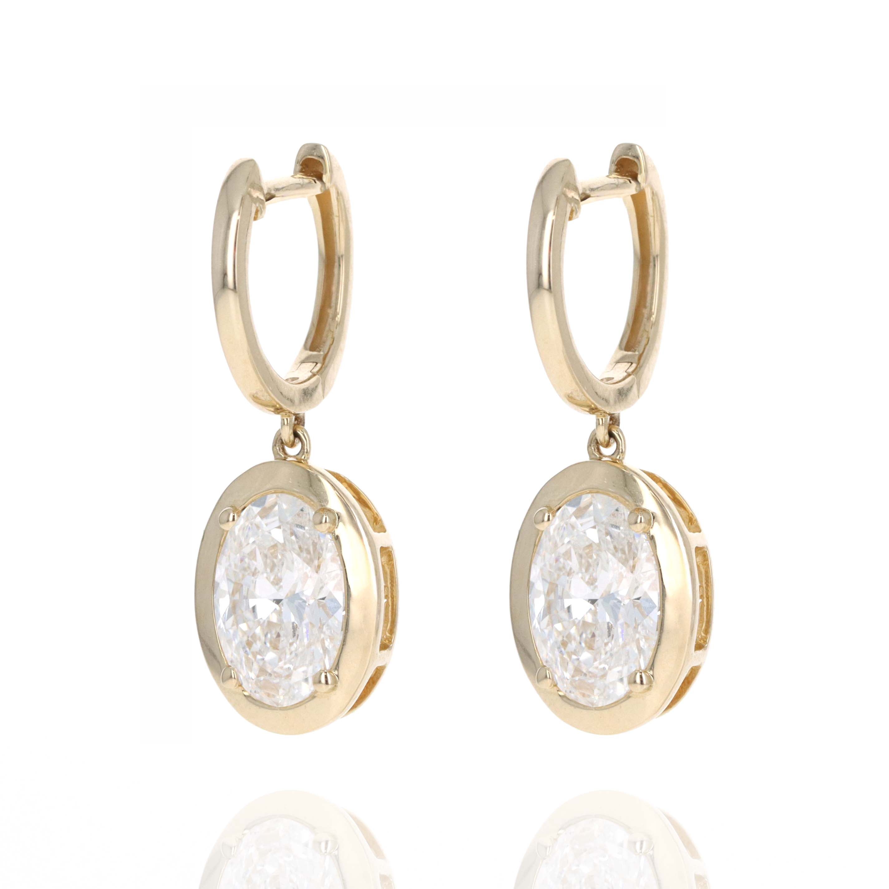 Lab Grown 3 Carat Diamond Oval Drop Earrings