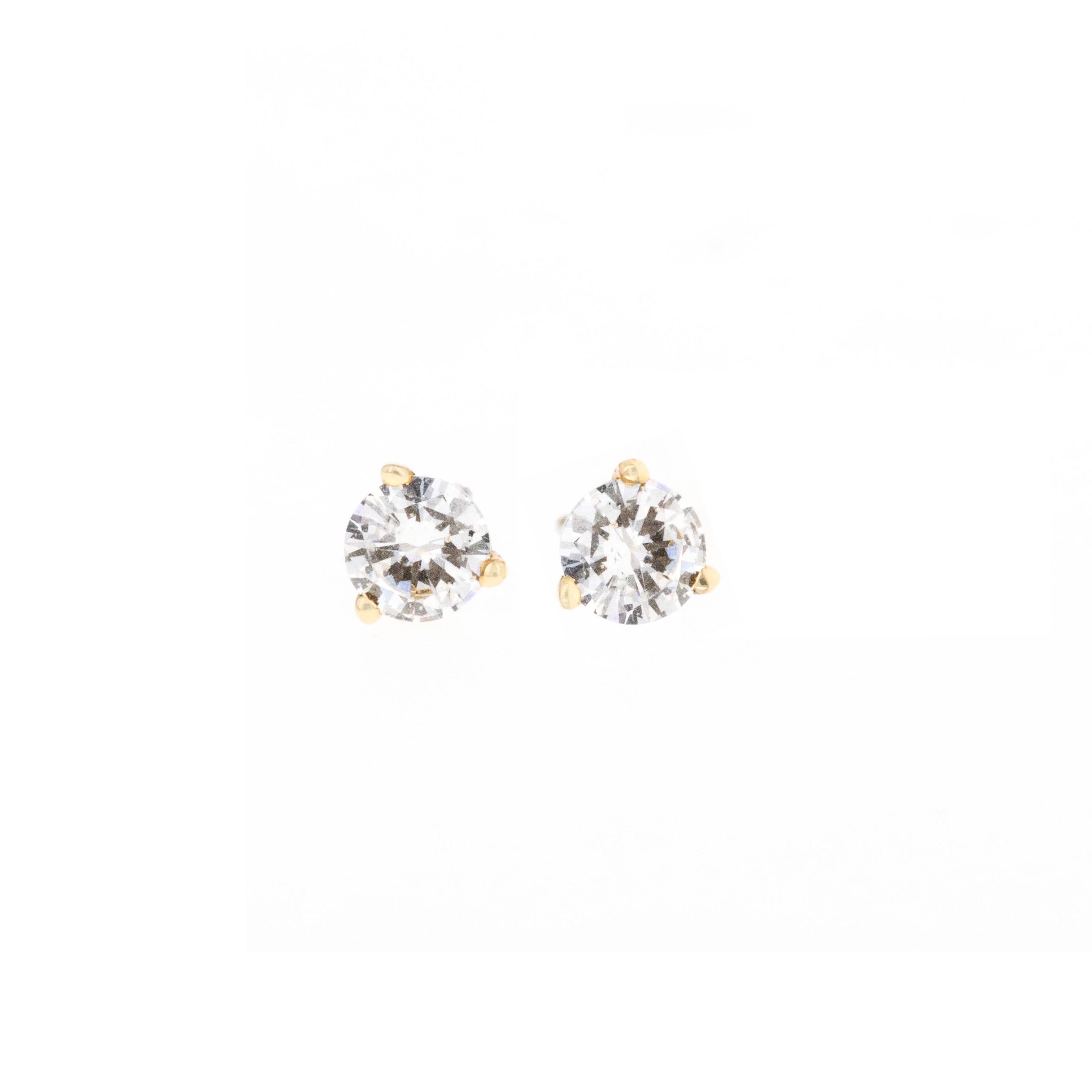 0.5 Carat Total Weight Round Brilliant Diamond Martini Stud Earrings in 14K White or Yellow Gold - Queen May