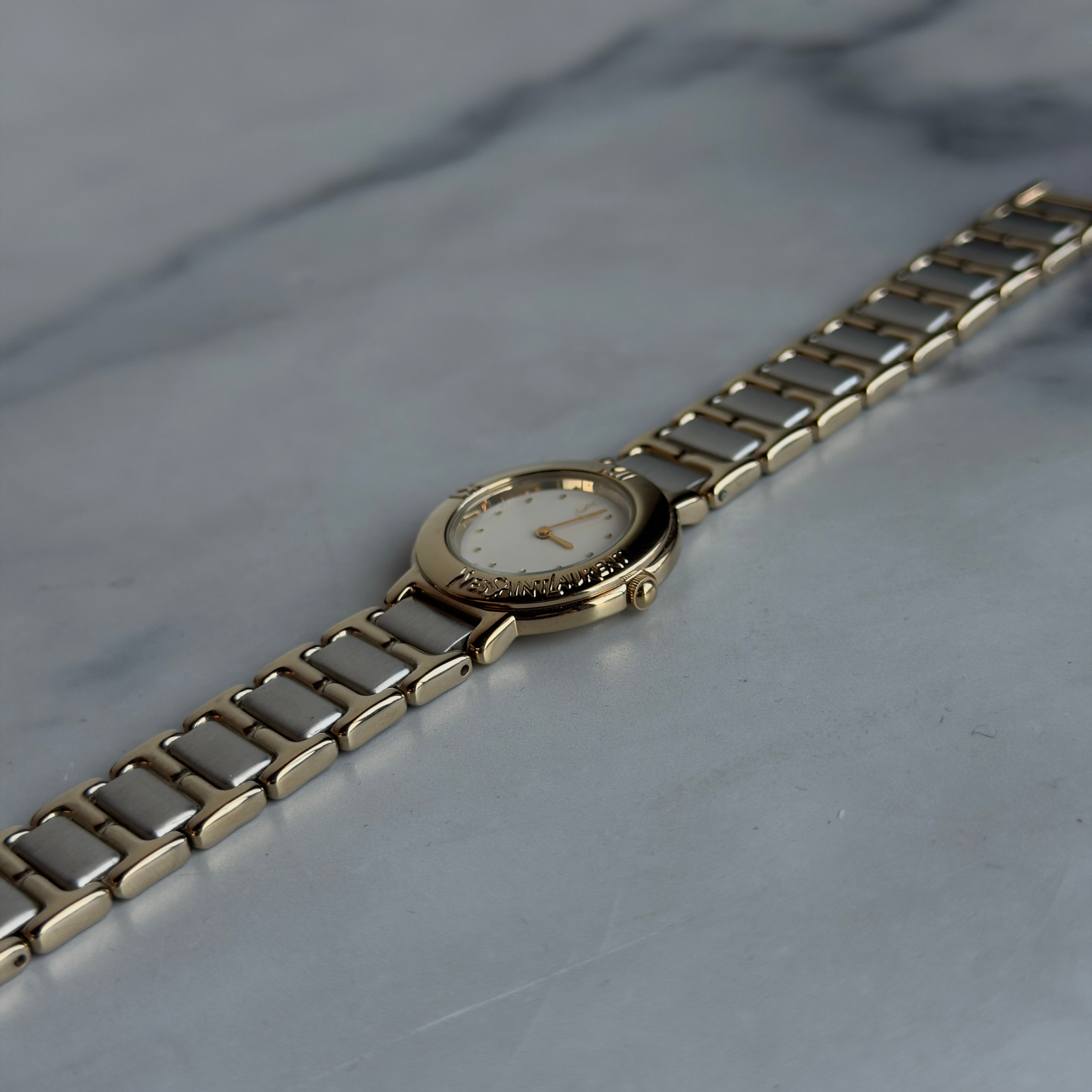 Yves Saint Laurent Two Tone Cream Dial Ladies Watch
