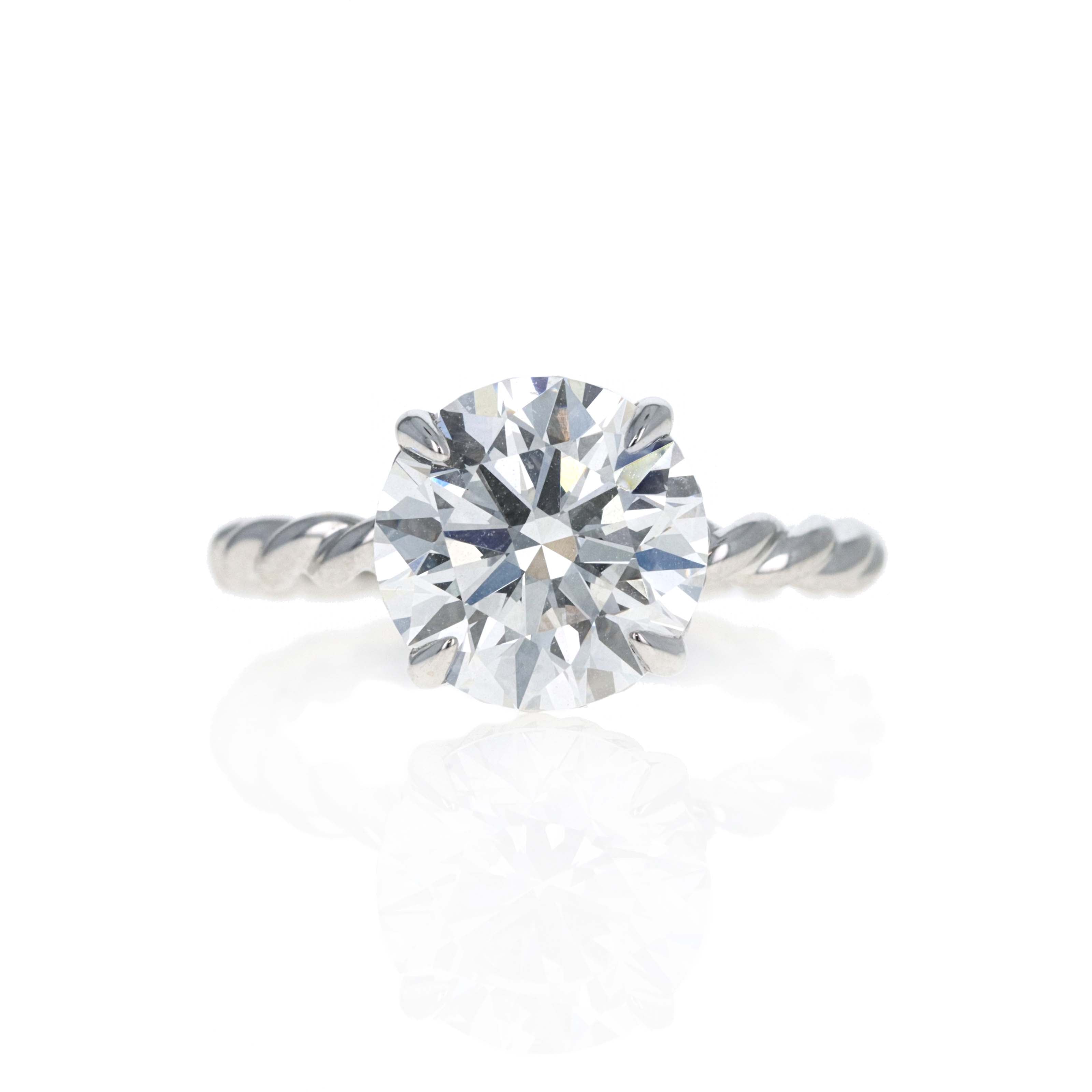 Lab Grown 4 Carat Round Diamond Braided Engagement Ring 14K White Gold - Queen May