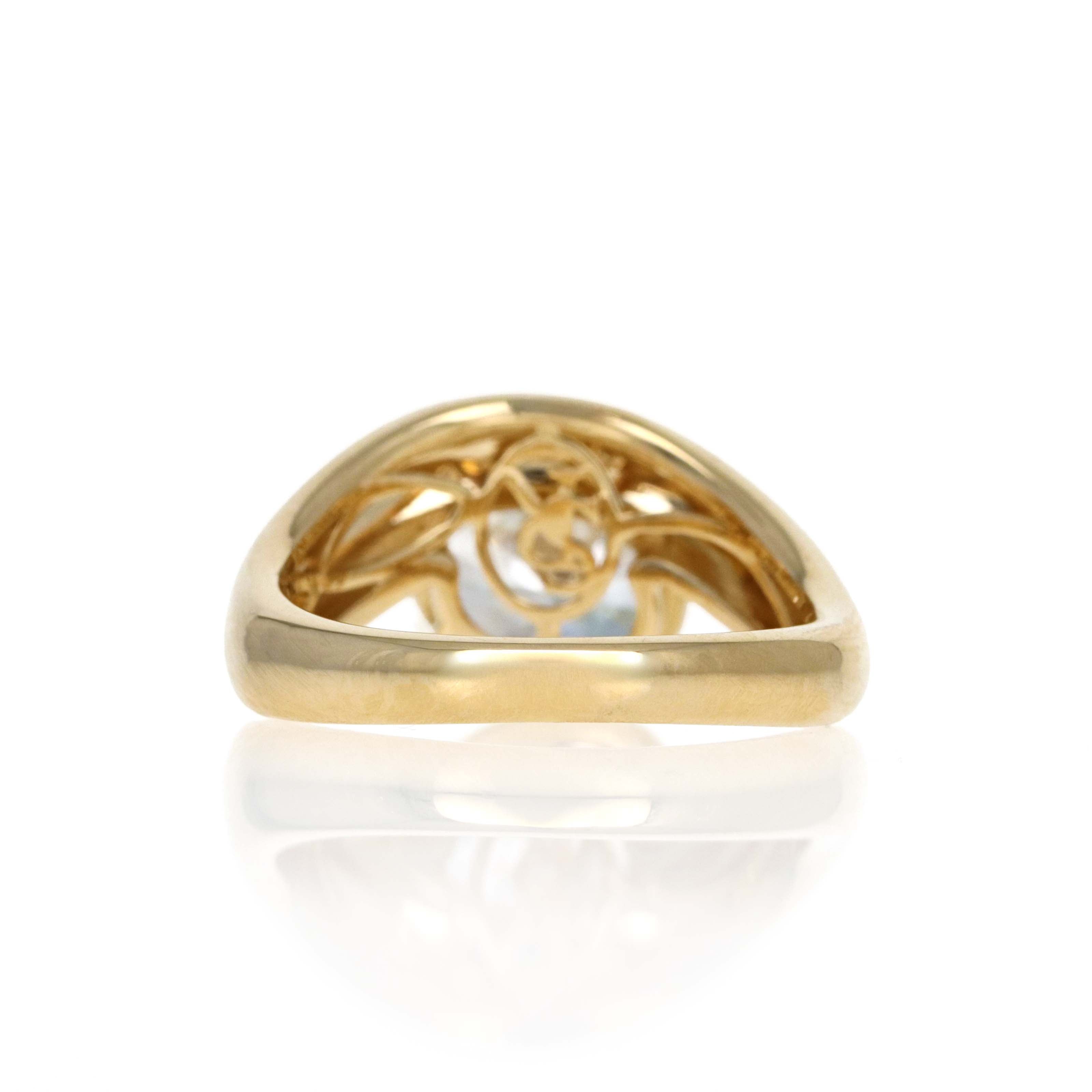 Lab Grown 2 Carat Oval Diamond East West Curve Ring 14K Yellow Gold - Queen May