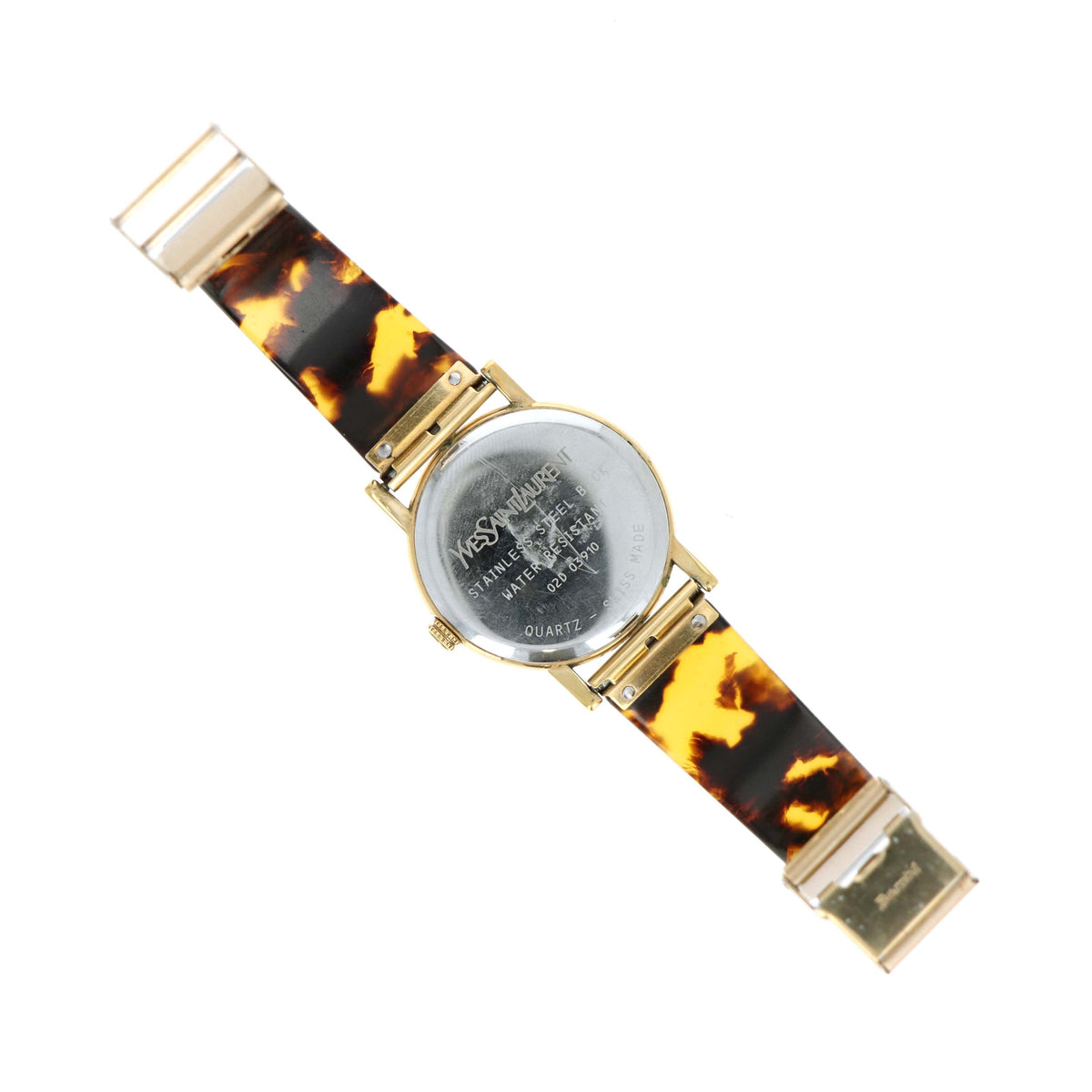 Rare Vintage Yves Saint Laurent Acrylic Tortoiseshell Bangle Watch - Queen May