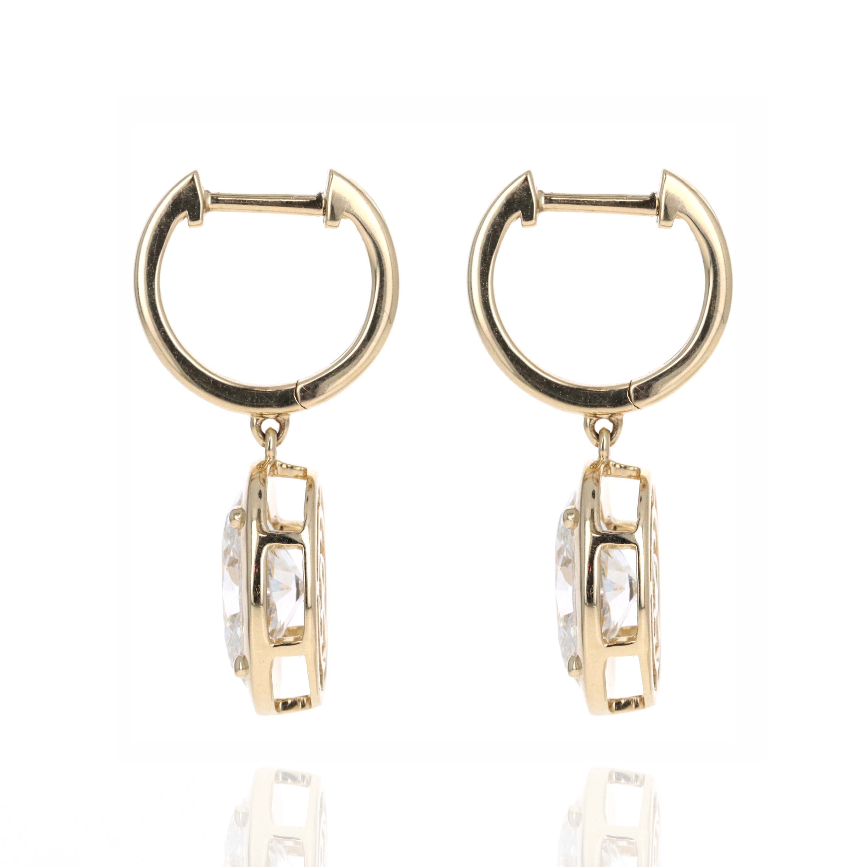 Lab Grown 3 Carat Diamond Oval Drop Earrings