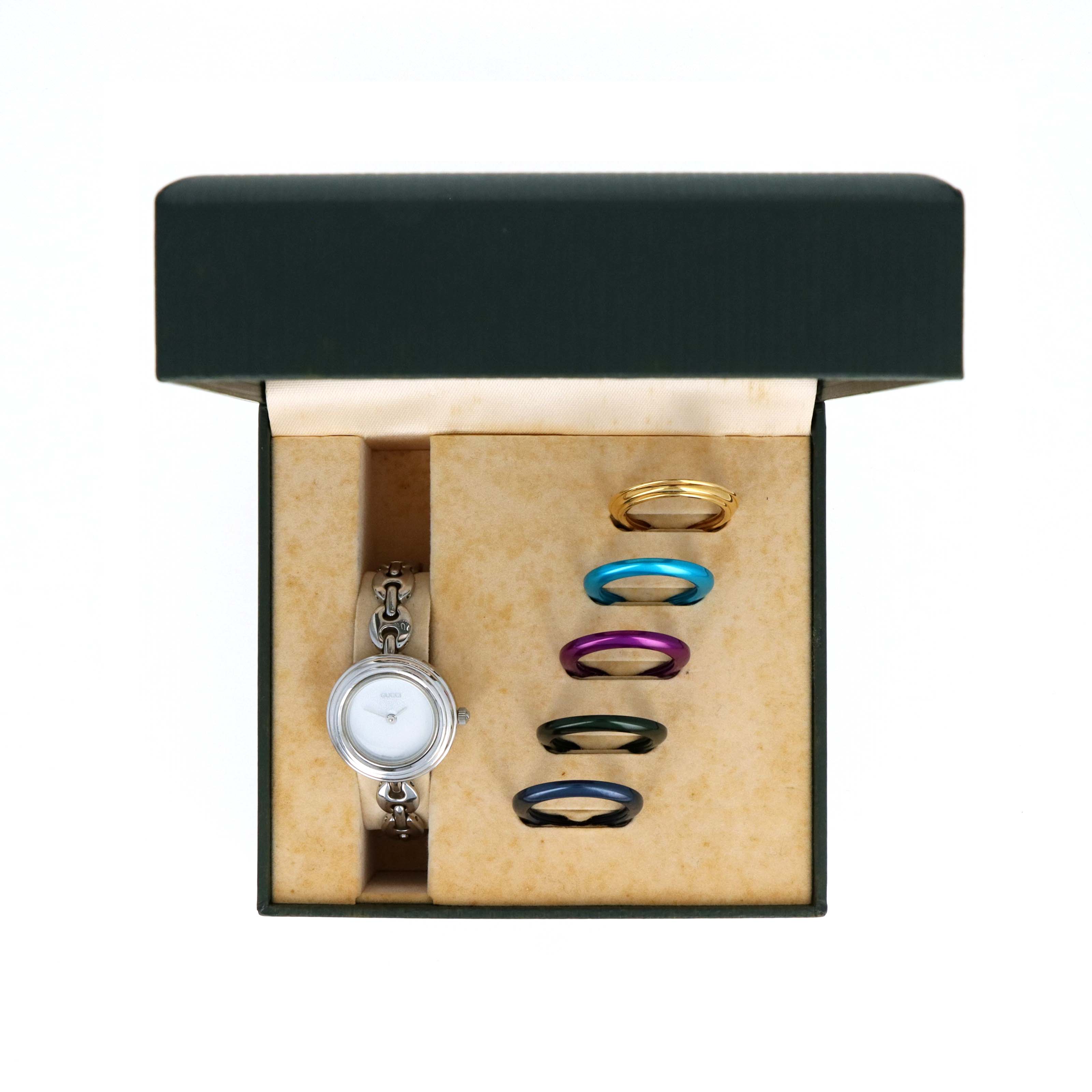 Vintage Silver Gucci Interchangeable Bezel Watch Link Bracelet - Queen May