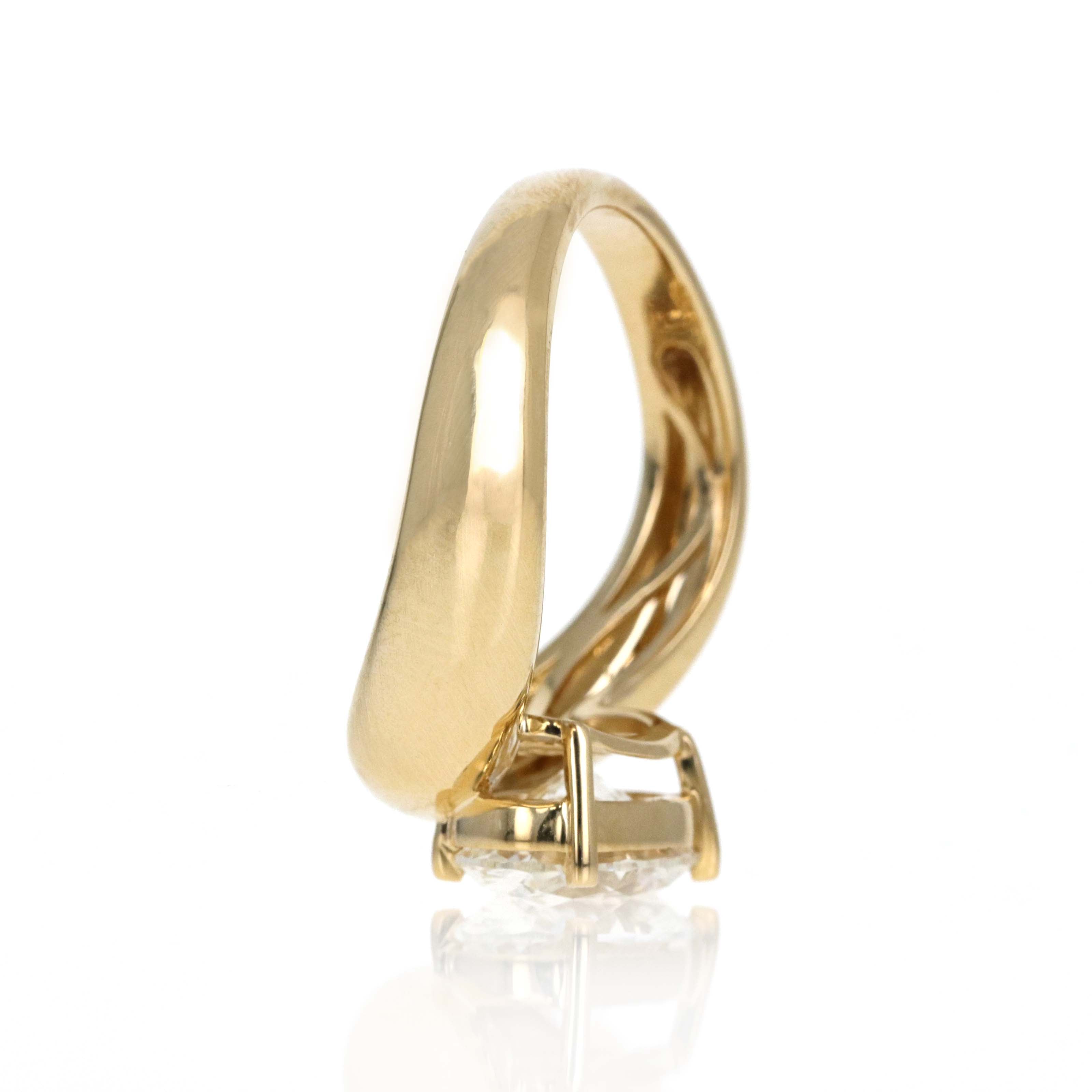 Lab Grown 2 Carat Oval Diamond East West Curve Ring 14K Yellow Gold - Queen May