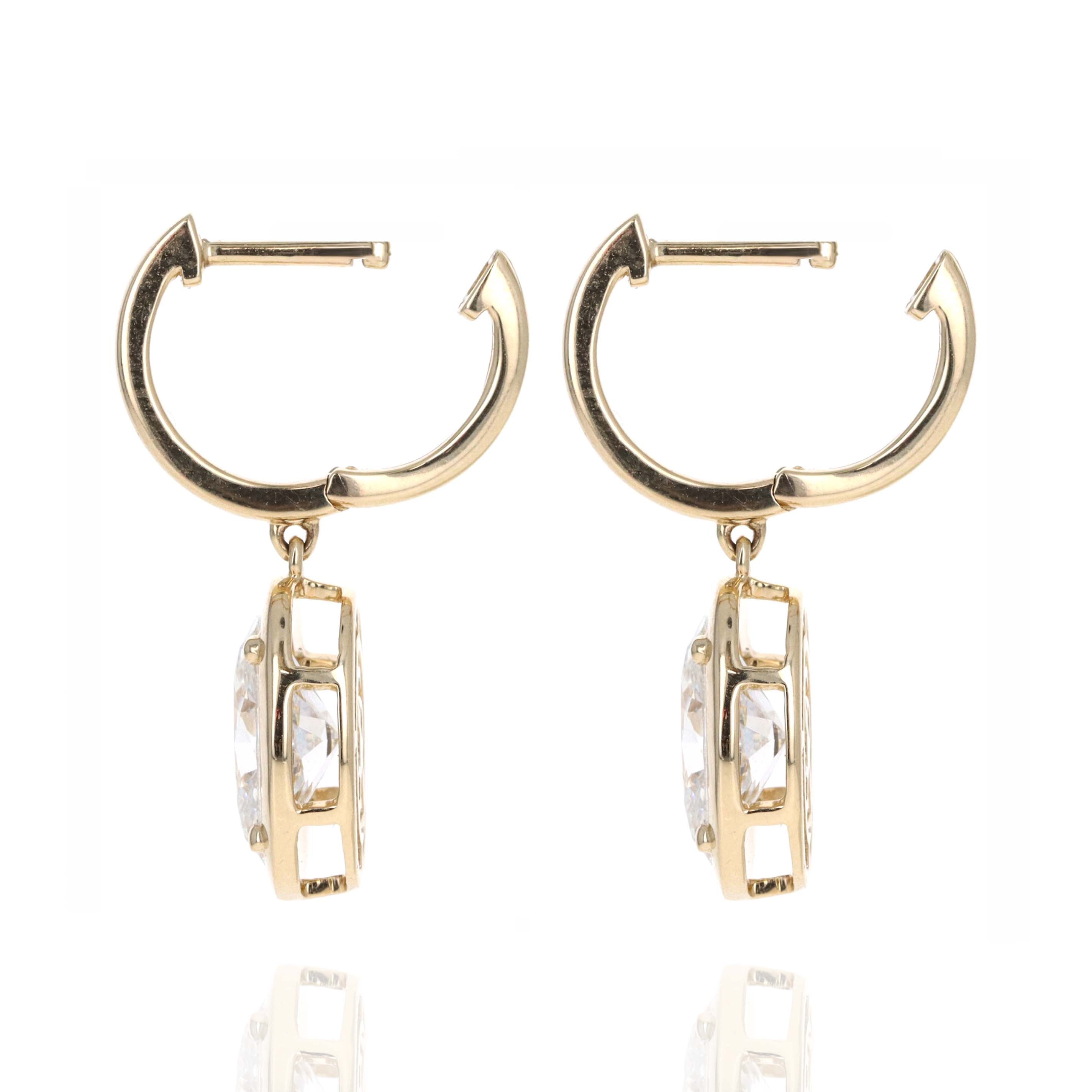 Lab Grown 3 Carat Diamond Oval Drop Earrings