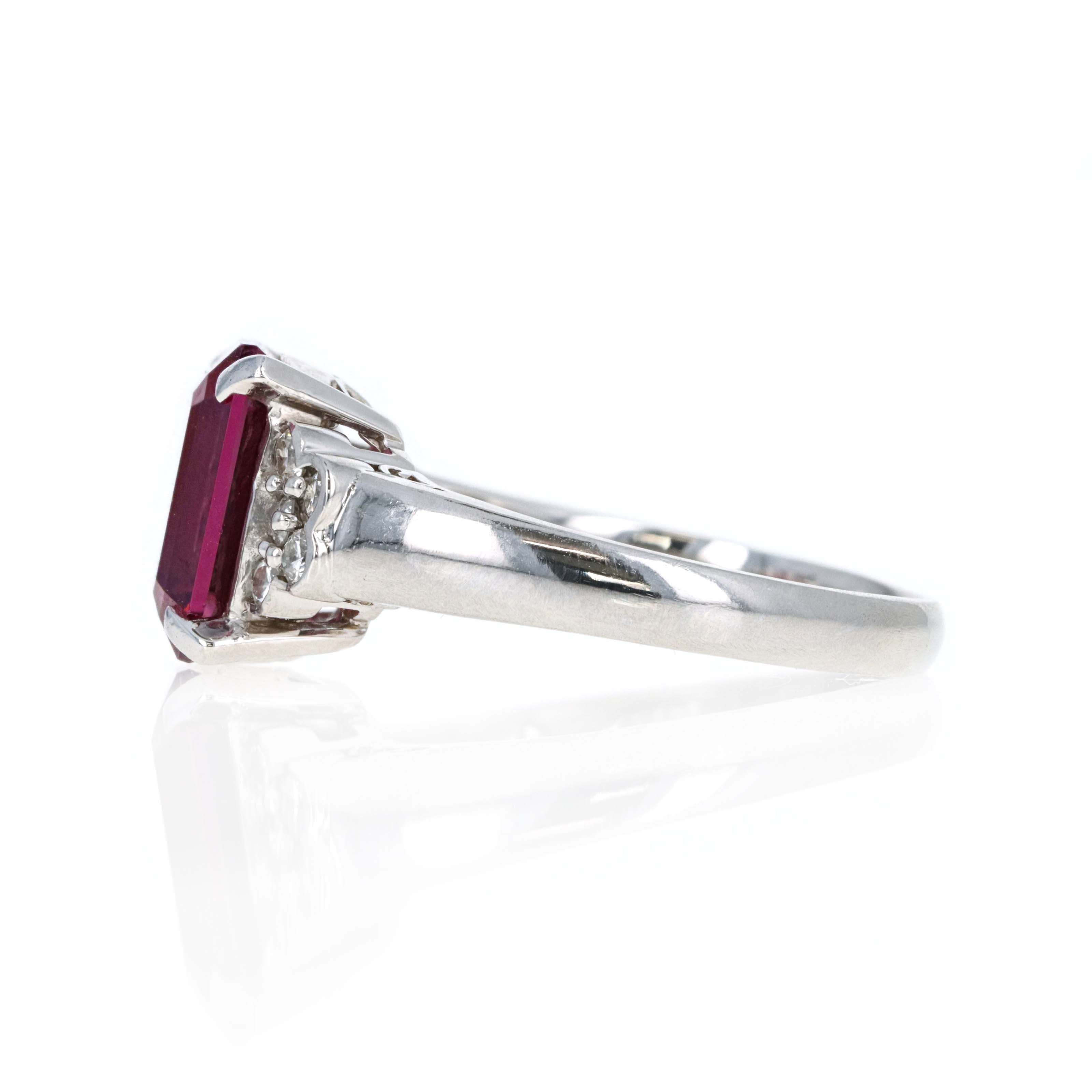Platinum 4.20 Carat Rhodolite Tourmaline Diamond Ring