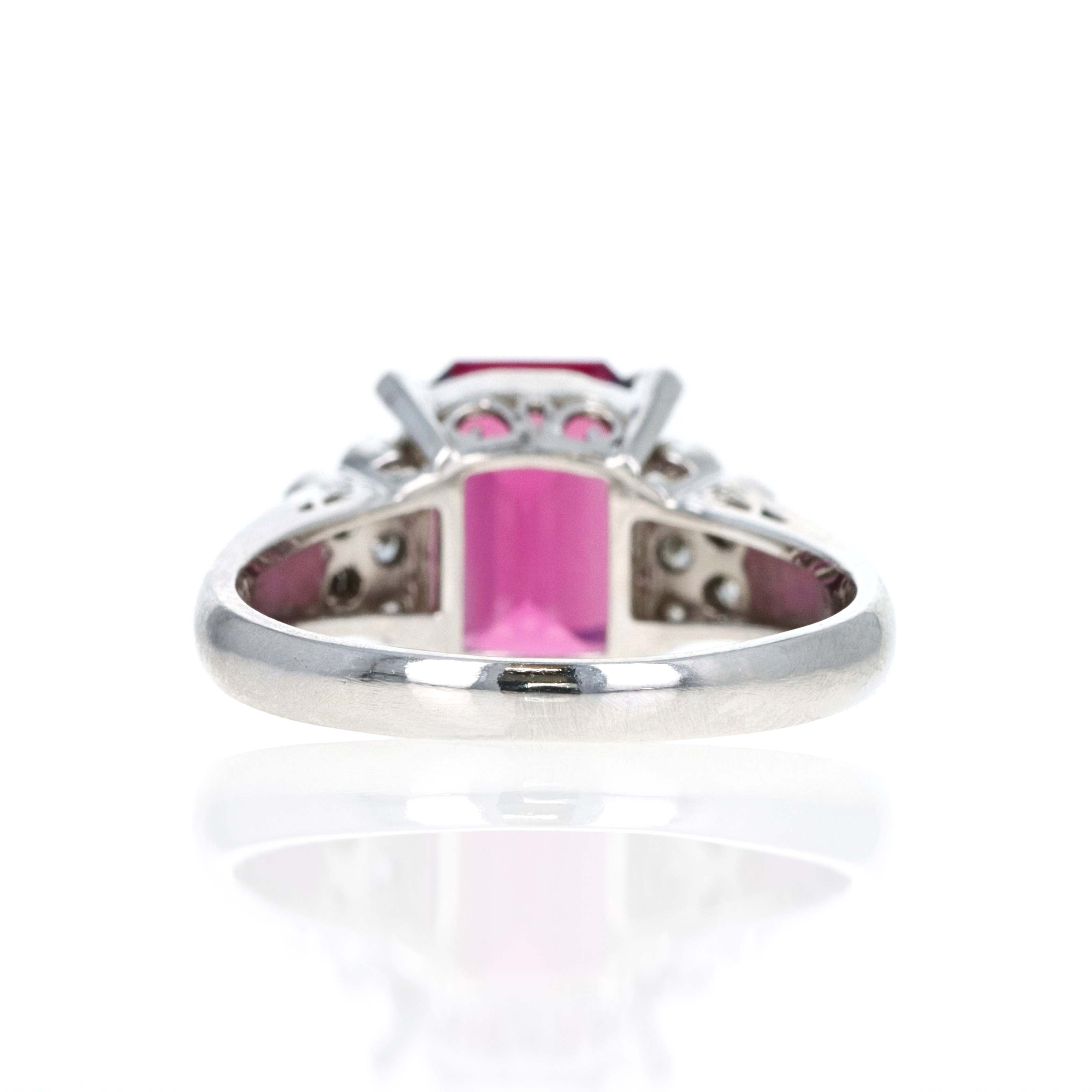 Platinum 4.20 Carat Rhodolite Tourmaline Diamond Ring