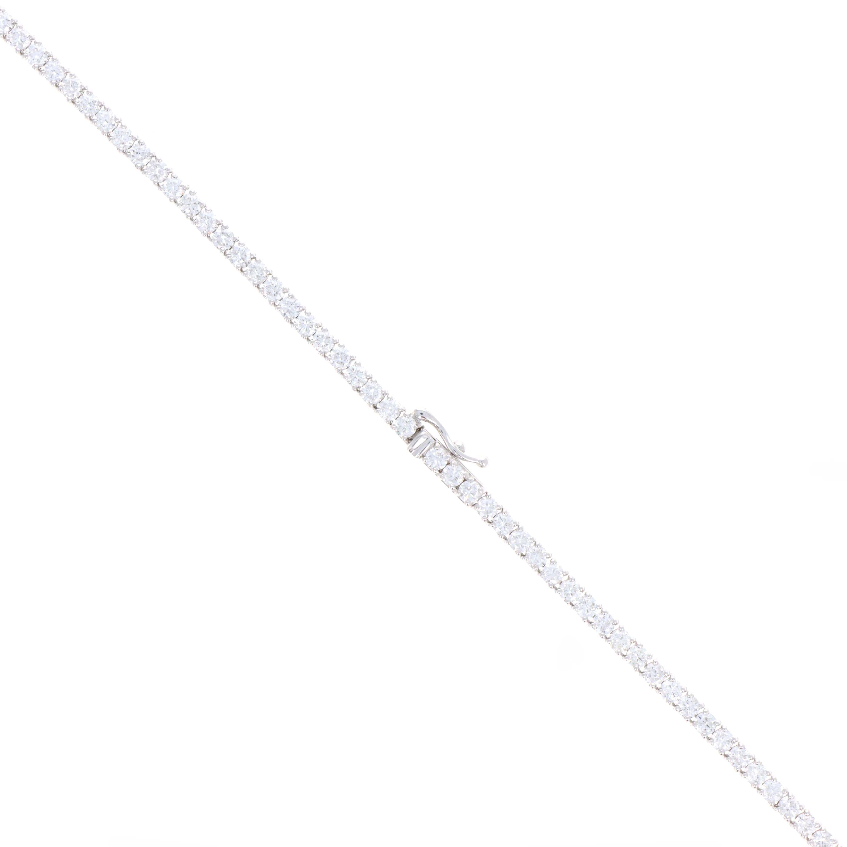 14K White Gold 10.41 Carat Round Diamond Tennis Necklace - Queen May